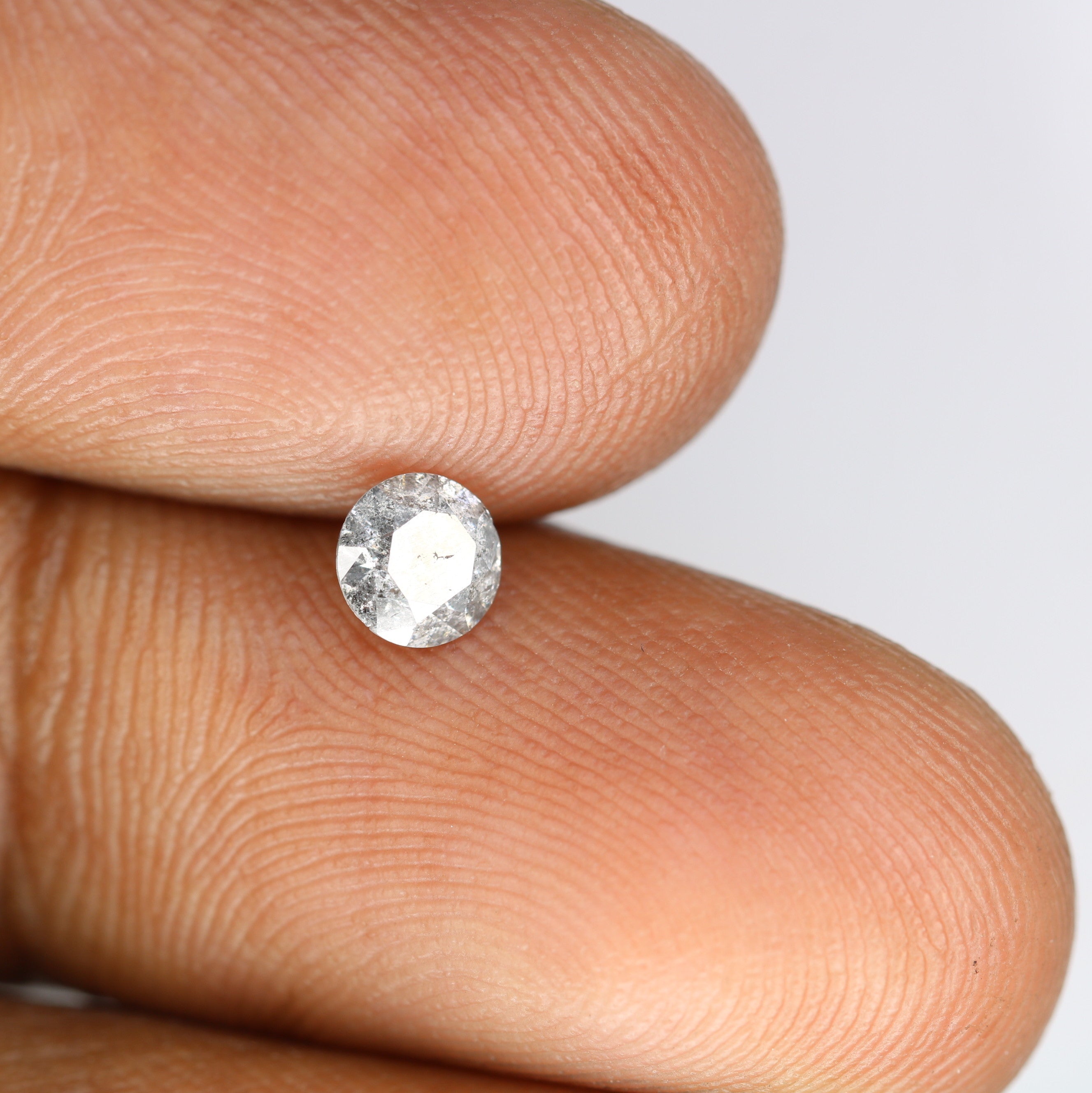 0.42 CT Salt And Pepper Round Brilliant Cut Diamond For Engagement Ring