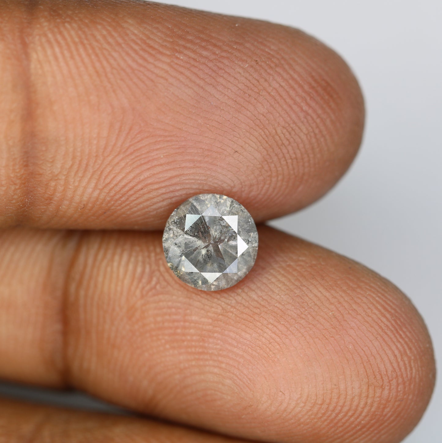 Salt And Pepper Diamond Ring 1.65 Carat Round Brilliant Cut Diamond