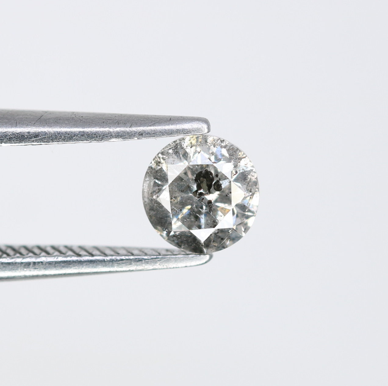 0.44 CT Salt And Pepper Round Brilliant Cut Diamond For Engagement Ring
