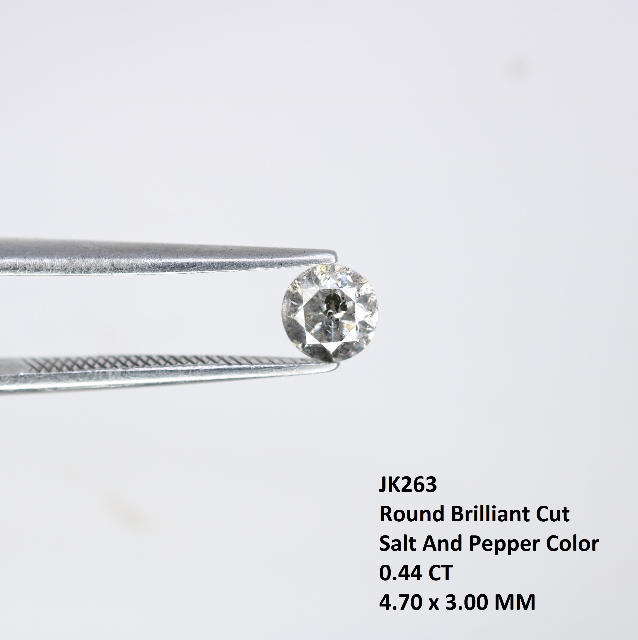 0.44 CT Salt And Pepper Round Brilliant Cut Diamond For Engagement Ring