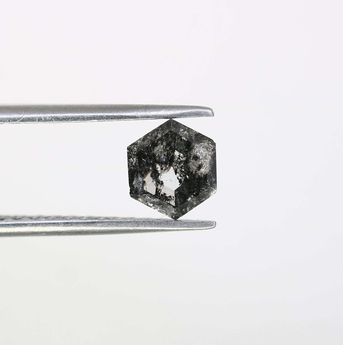 0.68 CT Hexagon Shape Salt And Pepper Diamond For Engagement Ring