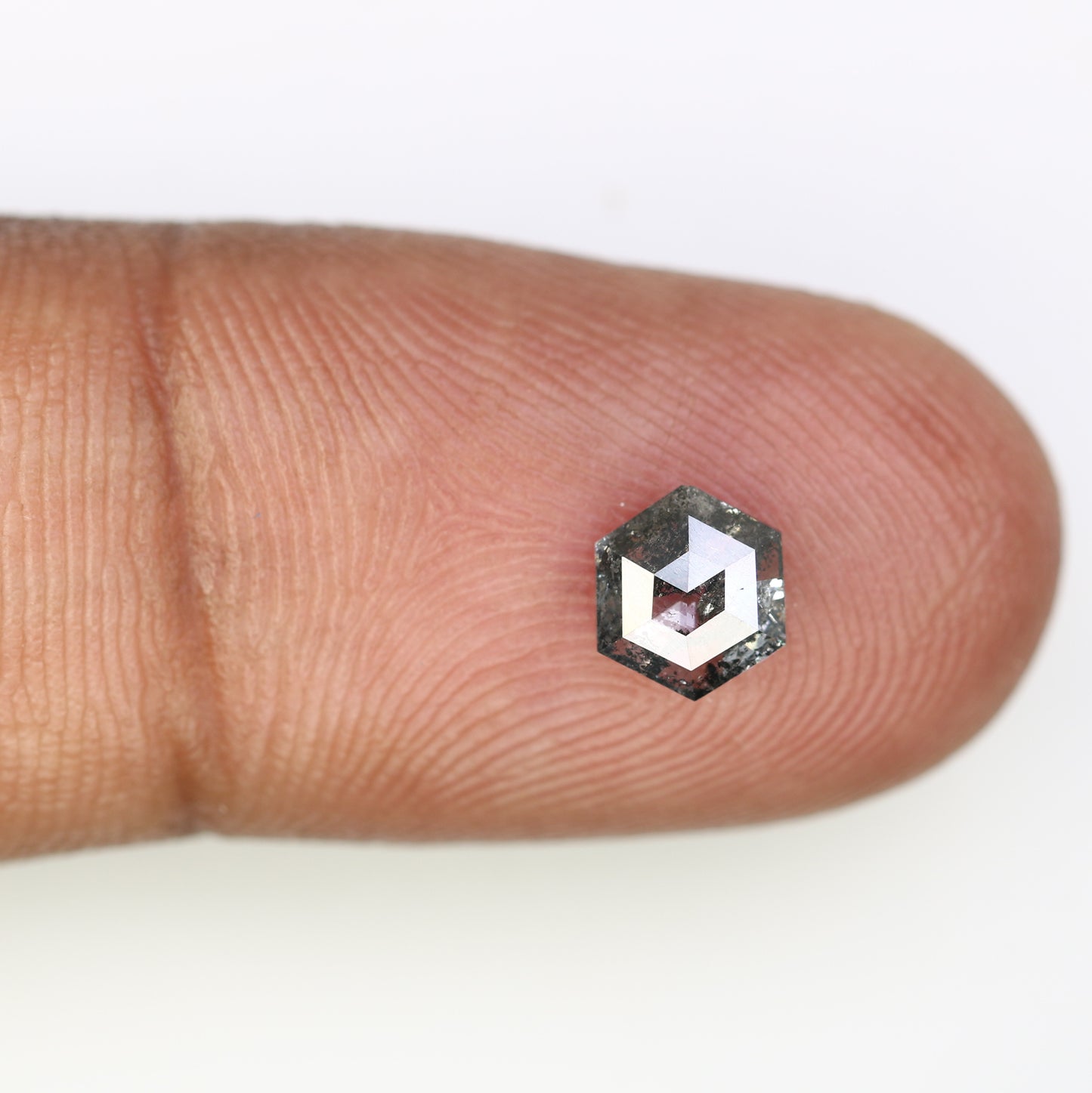 0.68 CT Hexagon Shape Salt And Pepper Diamond For Engagement Ring