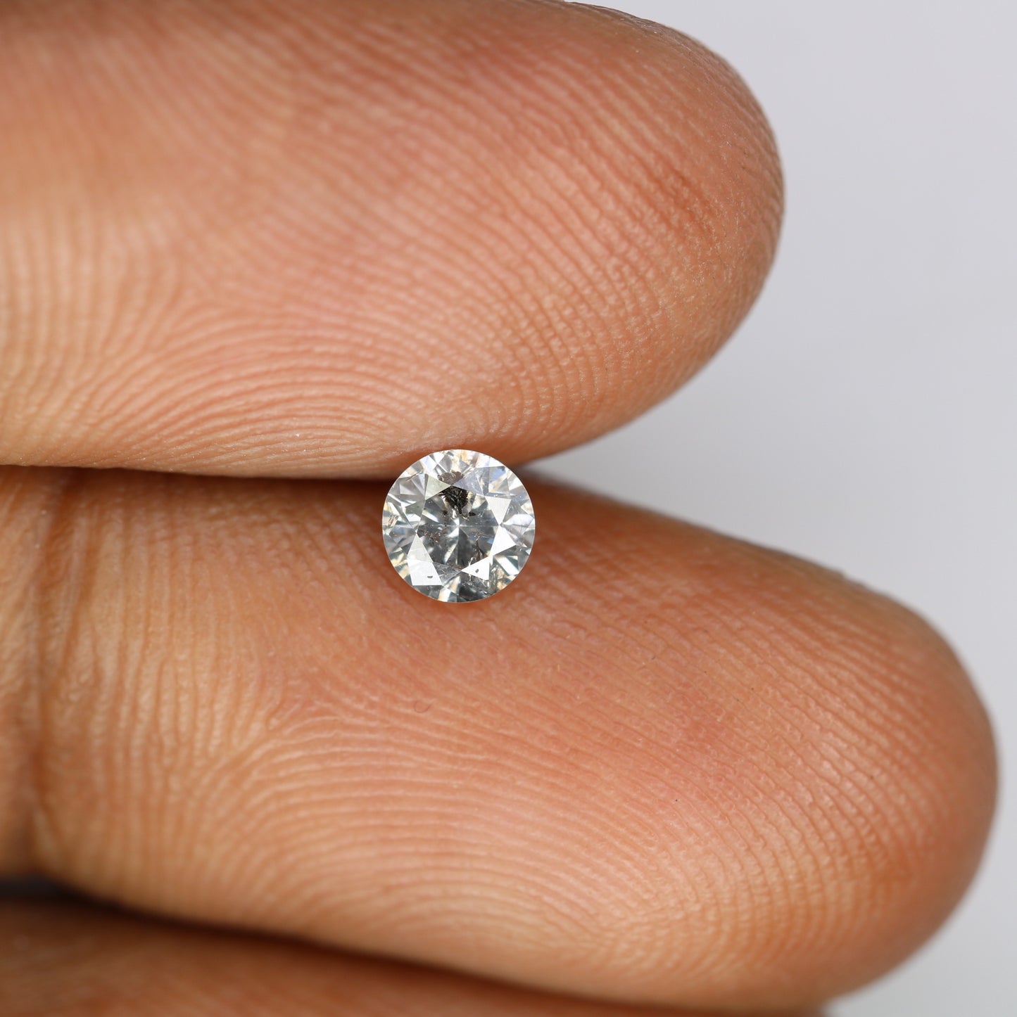 0.39 CT Salt And Pepper Round Brilliant Cut 4.60 x 2.80 MM Diamond For Engagement Ring