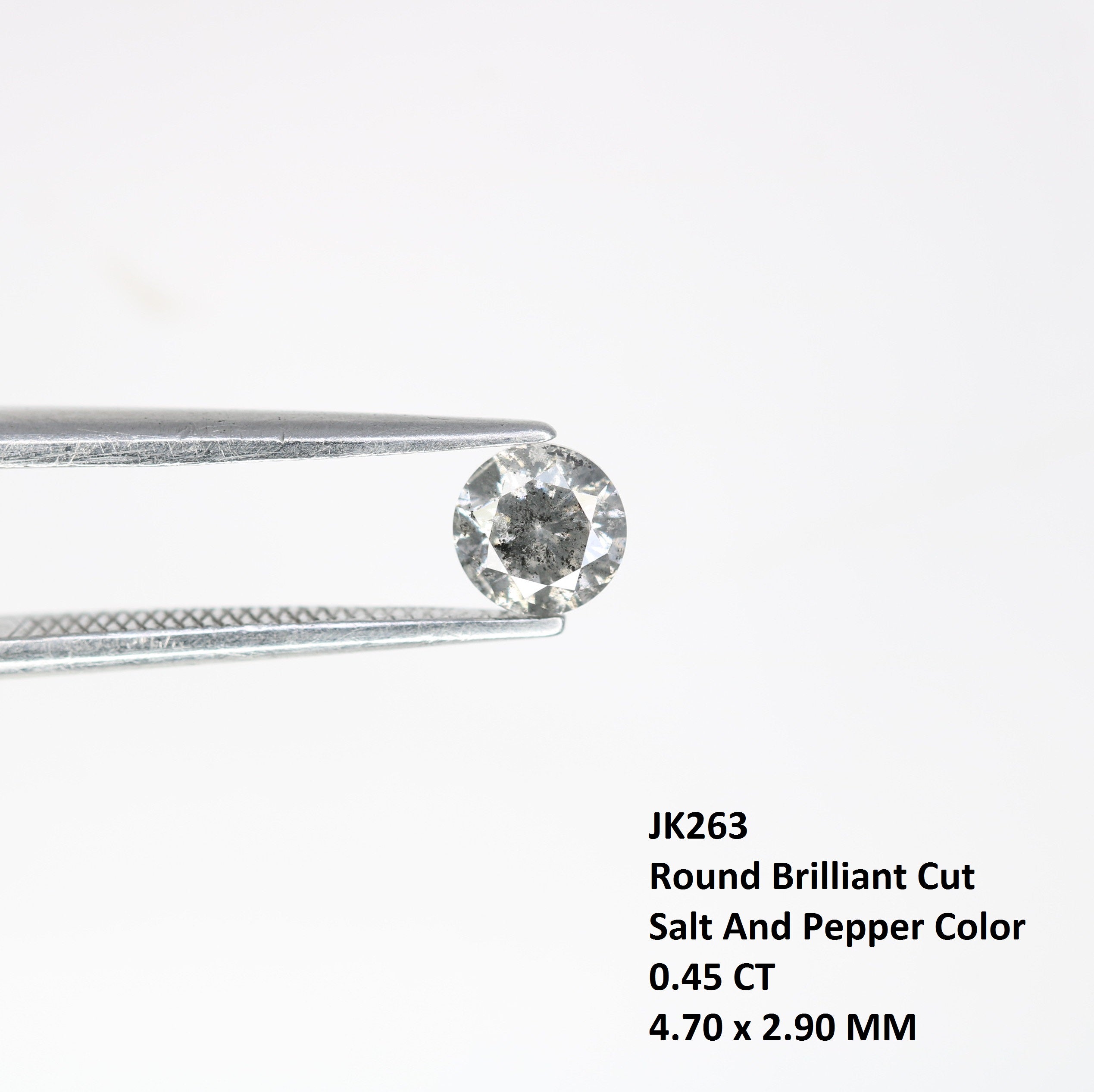 0.45 CT Salt And Pepper Brilliant Cut Round Loose Diamond For Engagement Ring