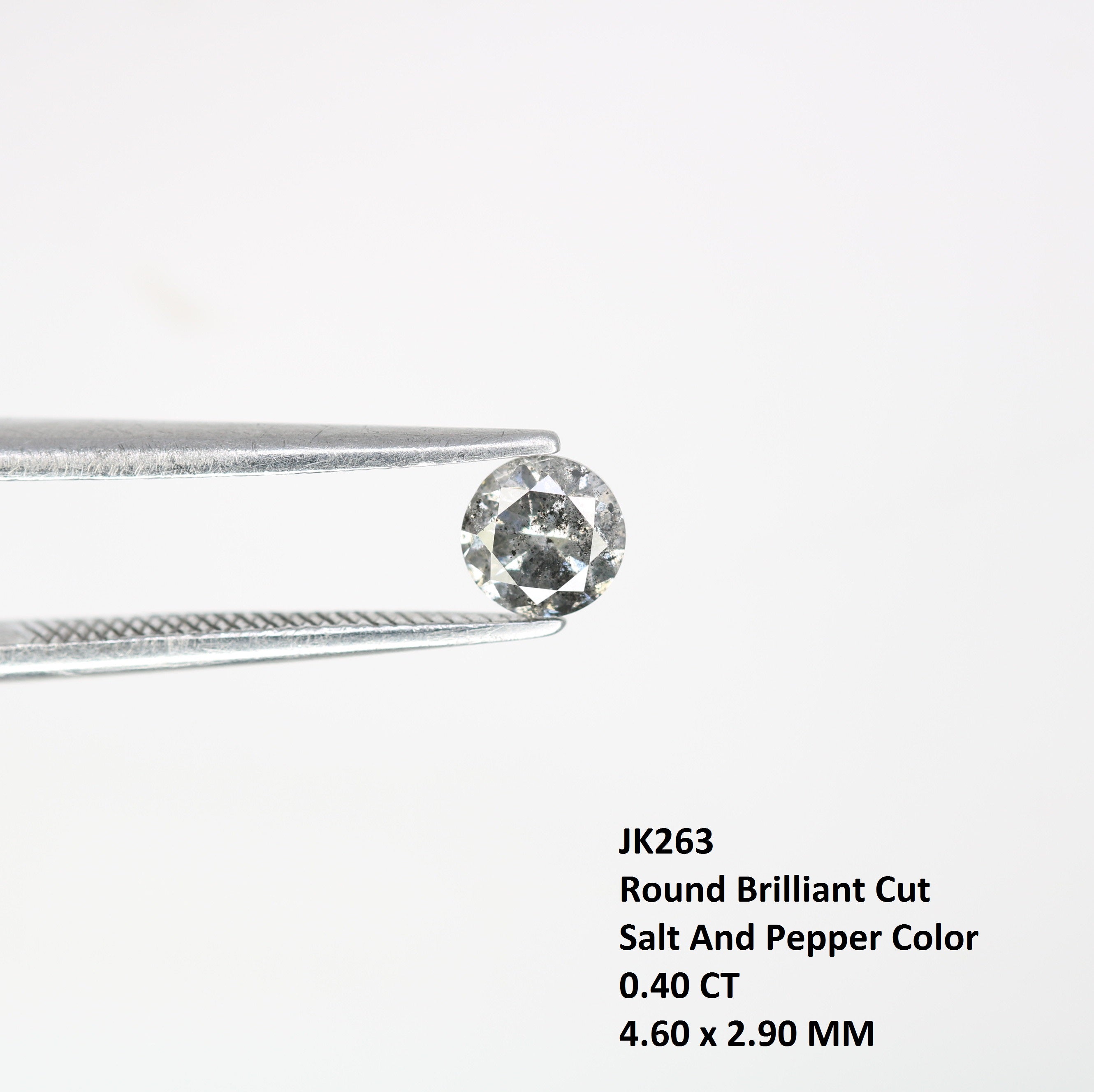 0.40 CT Natural Salt And Pepper 4.60 x 2.90 MM Round Brilliant Cut Loose Diamond For Engagement Ring