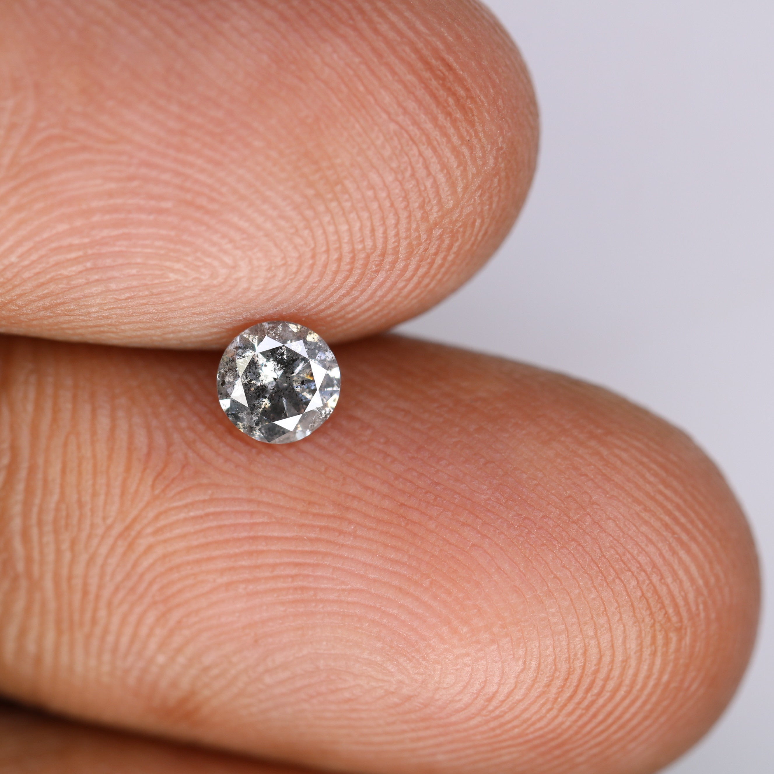 0.40 CT Natural Salt And Pepper 4.60 x 2.90 MM Round Brilliant Cut Loose Diamond For Engagement Ring