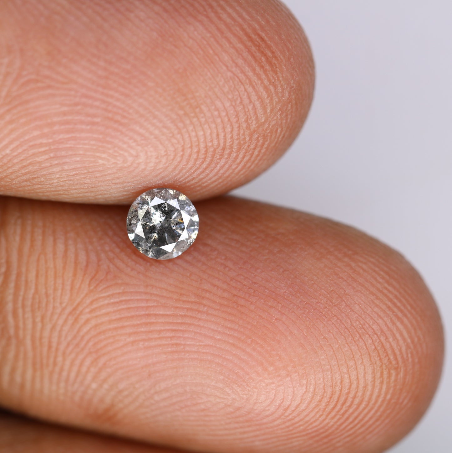 0.40 CT Natural Salt And Pepper 4.60 x 2.90 MM Round Brilliant Cut Loose Diamond For Engagement Ring