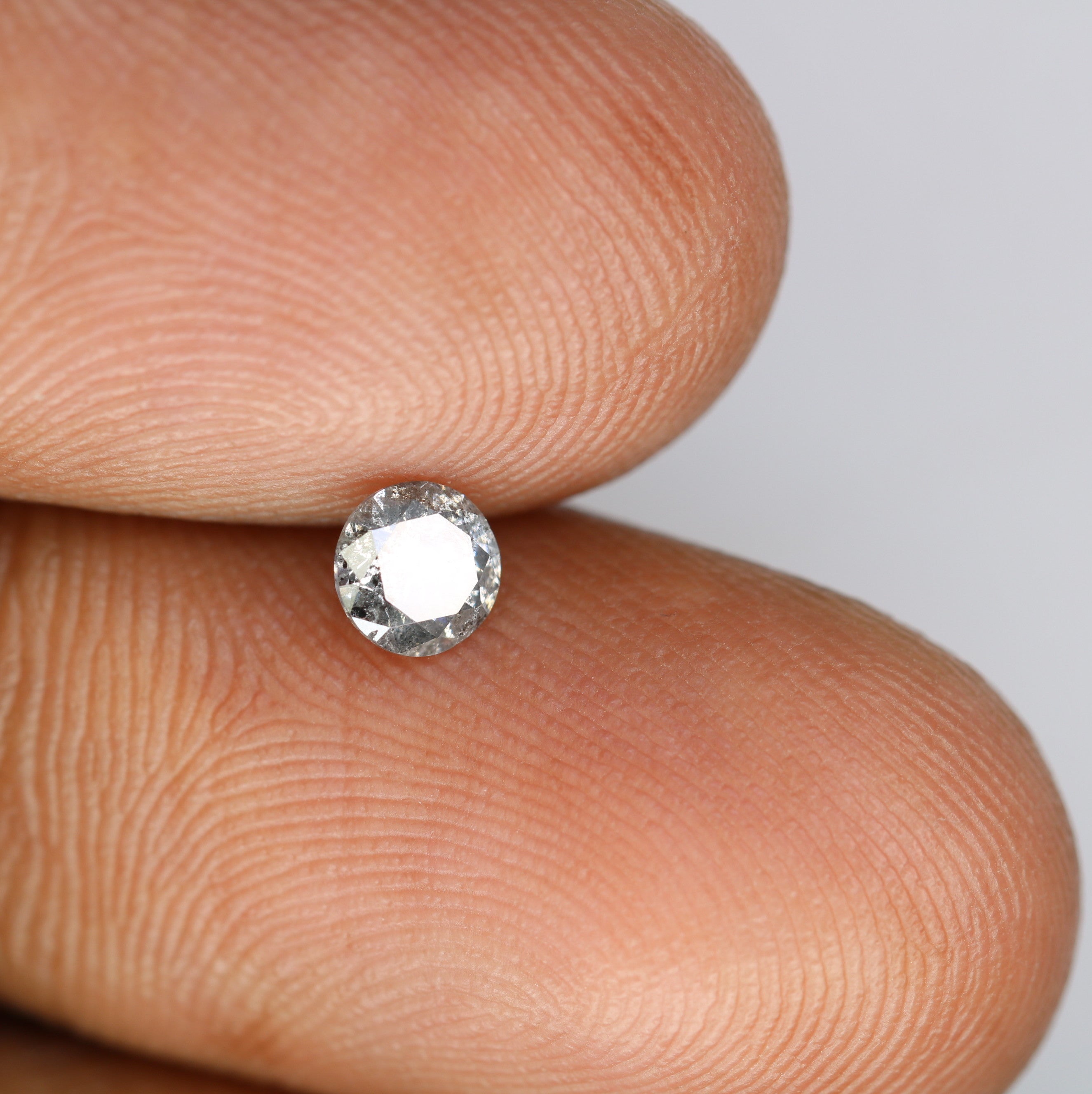 0.40 CT Natural Salt And Pepper 4.60 x 2.90 MM Round Brilliant Cut Loose Diamond For Engagement Ring