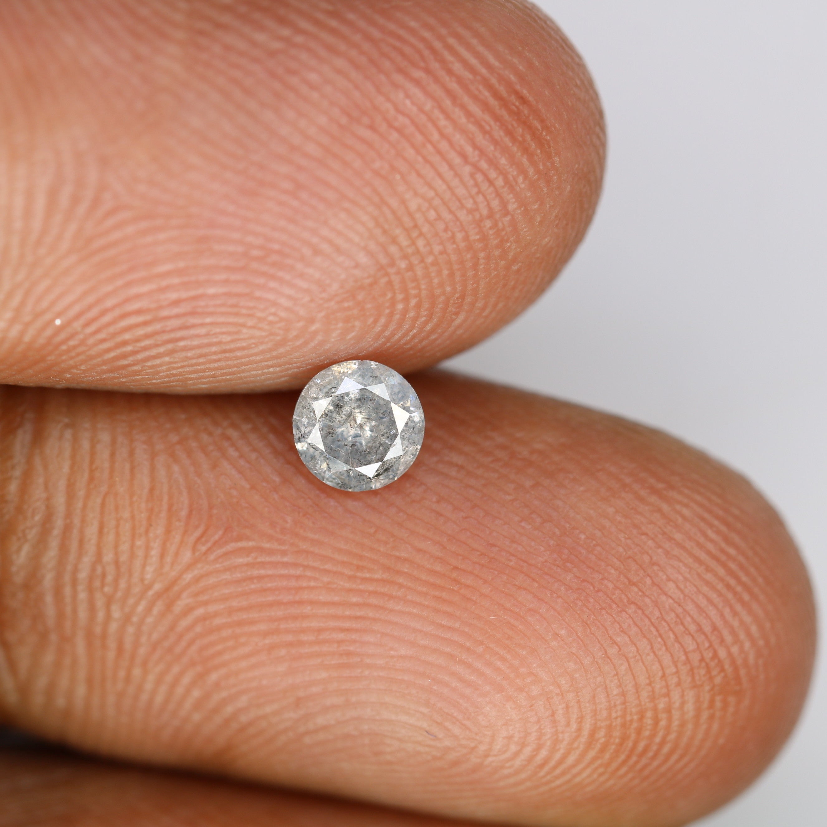 0.39 CT 4.70 MM Natural Loose Round Brilliant Cut Salt And Pepper Diamond For Engagement Ring