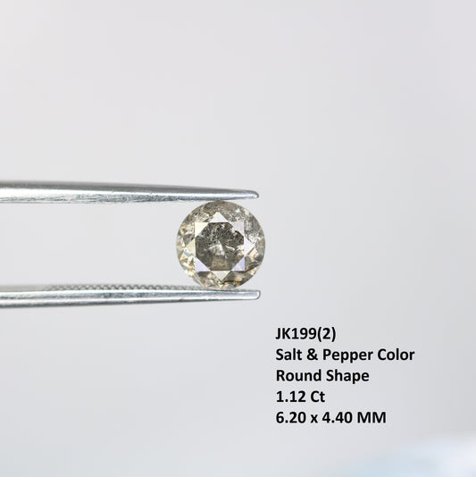 1.12 Carat Round Brilliant Cut Salt And Pepper Diamond For Galaxy Ring