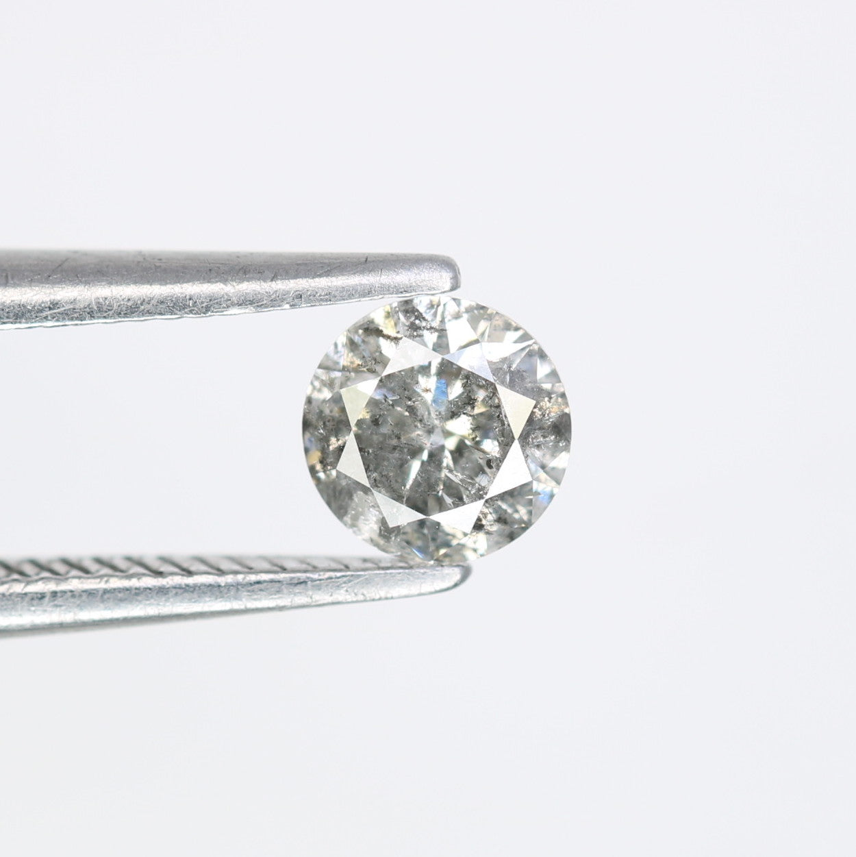 0.35 CT 4.60 MM Salt And Pepper Round Brilliant Cut Diamond For Engagement Ring