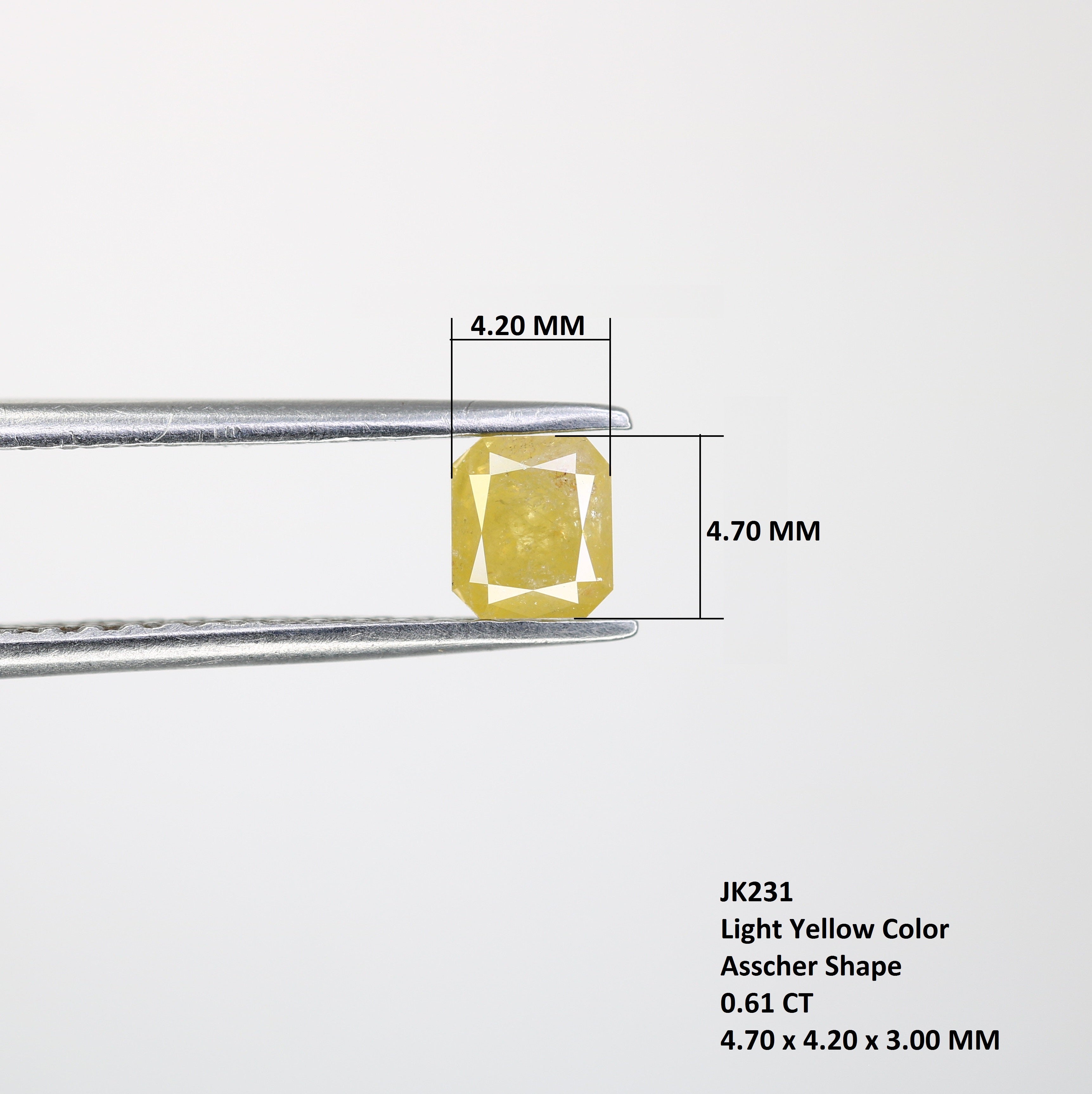 0.61 CT Asscher Shape Yellow Diamond For Engagement Ring