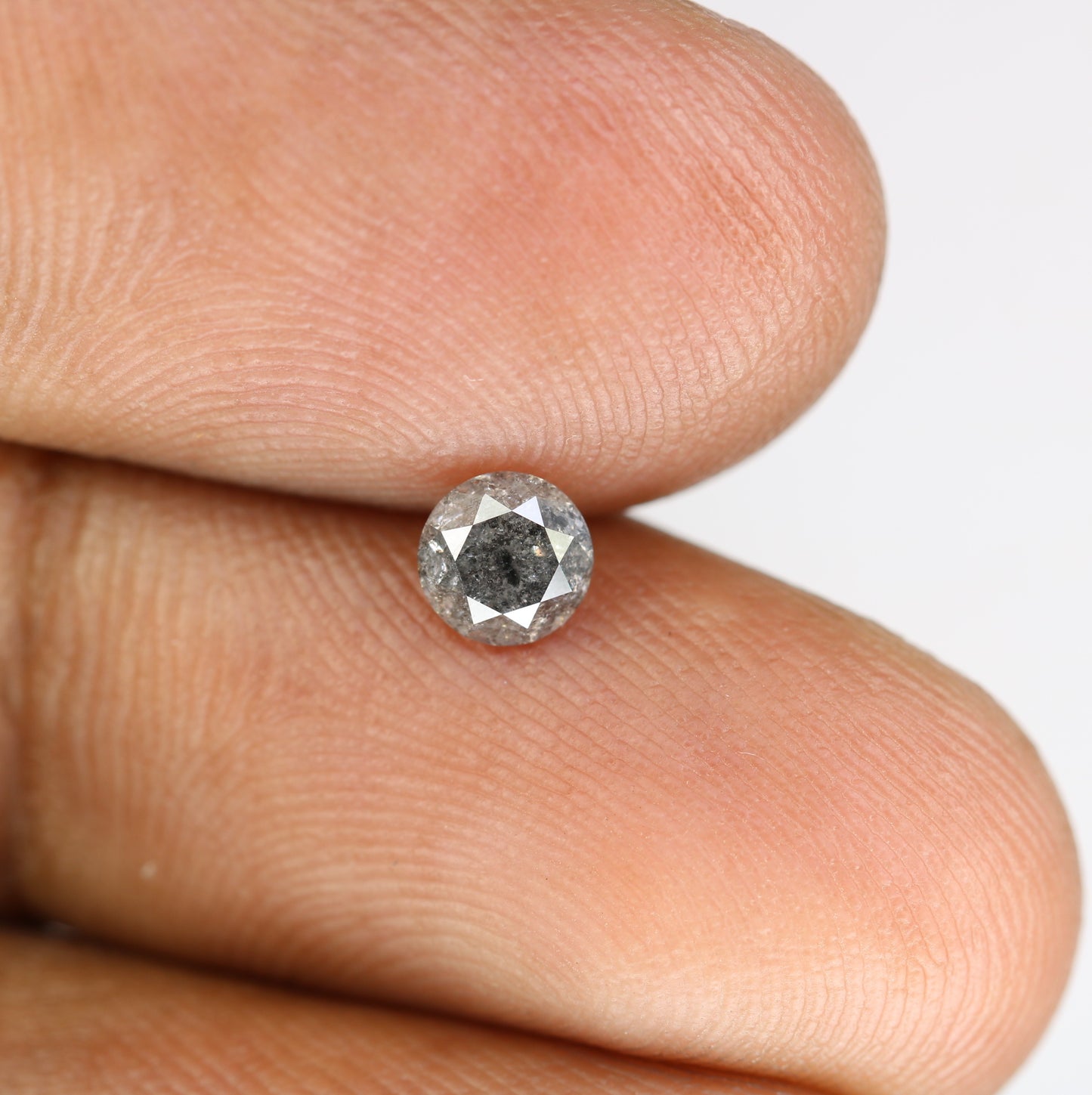0.49 CT 4.70 MM Salt And Pepper Natural Round Brilliant Cut Diamond For Engagement Ring