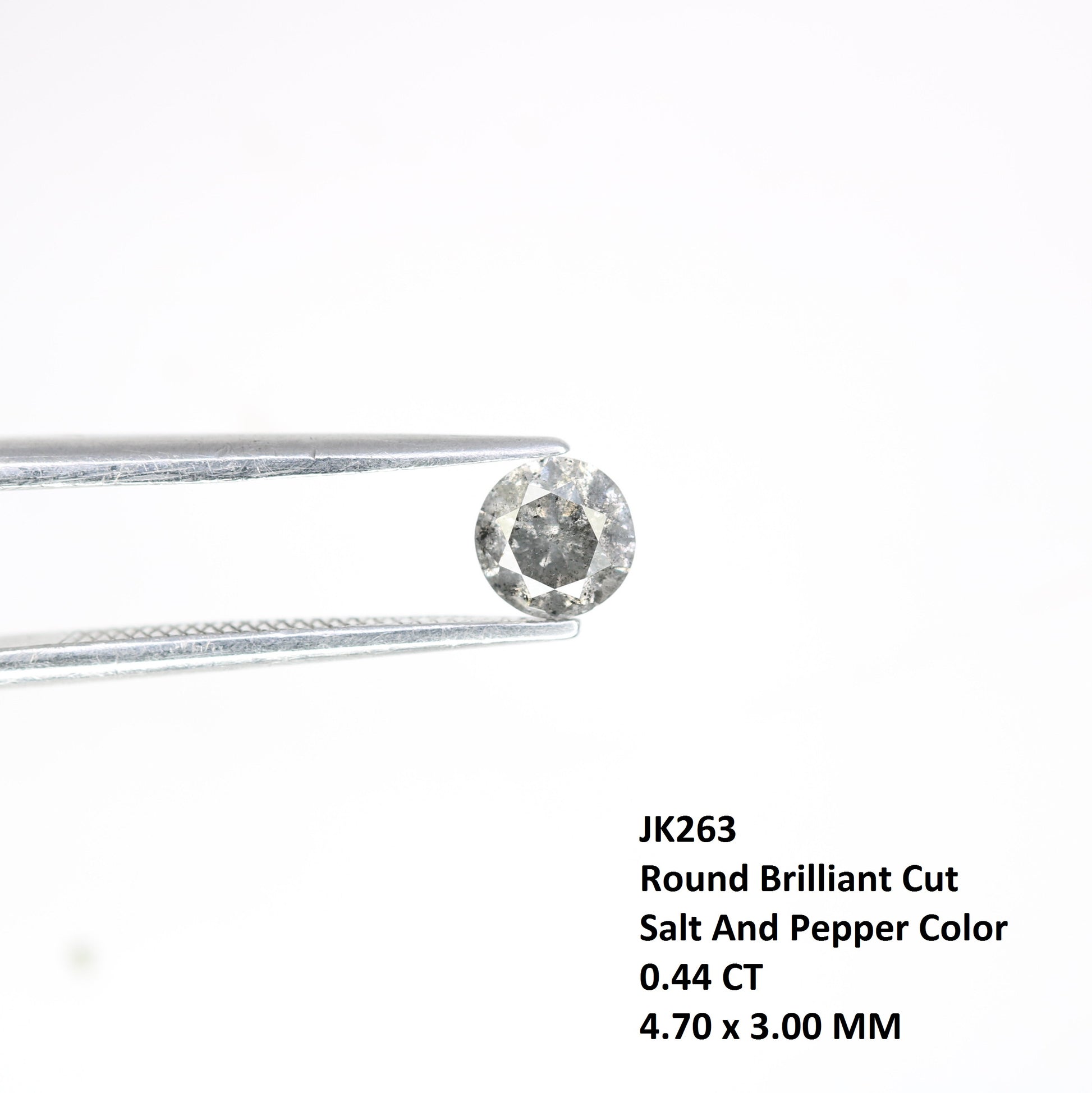 0.44 CT 4.70 x 3.00 MM Salt and Pepper Round Brilliant Cut Natural Loose Diamond for Engagement Ring and Custom Bridal Jewelry Design - JayKrishna Diamond