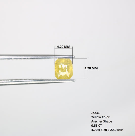0.53 CT Asscher Shape Yellow Diamond For Engagement Ring