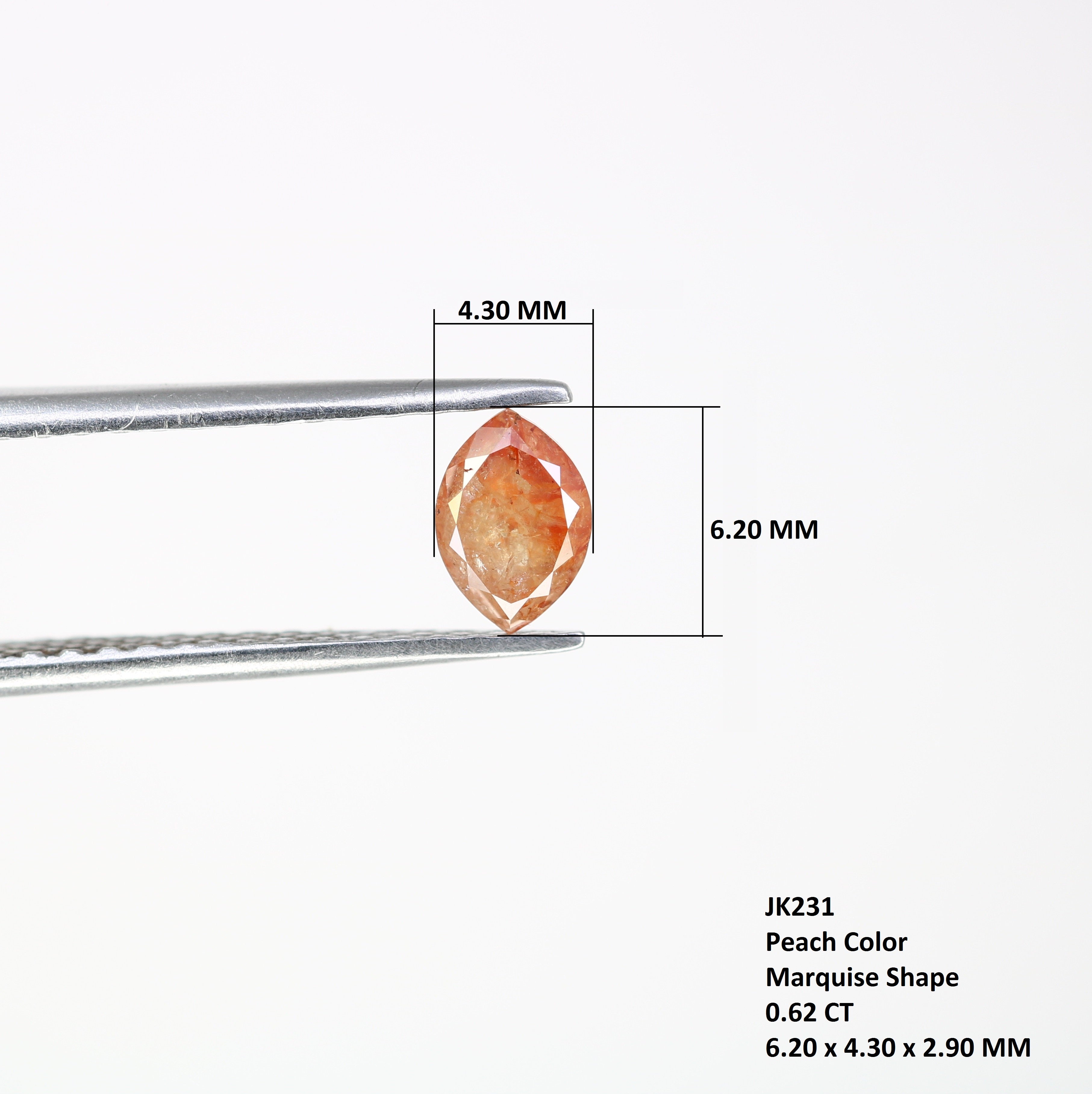 0.62 CT 6.20 MM Marquise Shape Peach Diamond For Engagement Ring