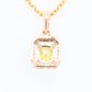 Yellow Asscher Cut Diamond Halo Pendant 18K Gold Chain Necklace Gift For Her