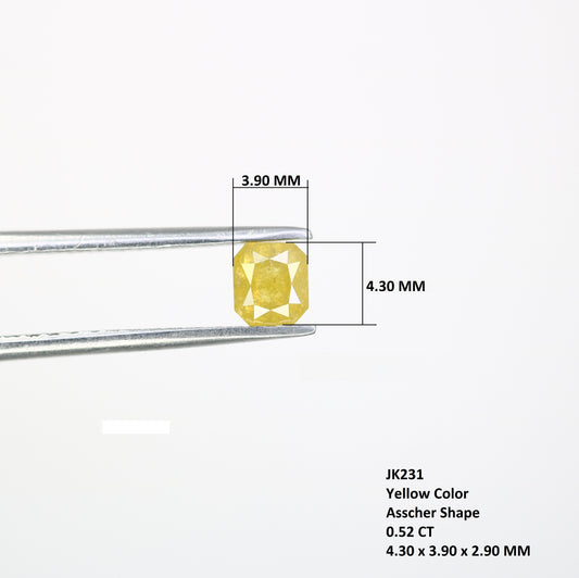 0.52 CT Asscher Shape Yellow Diamond For Engagement Ring