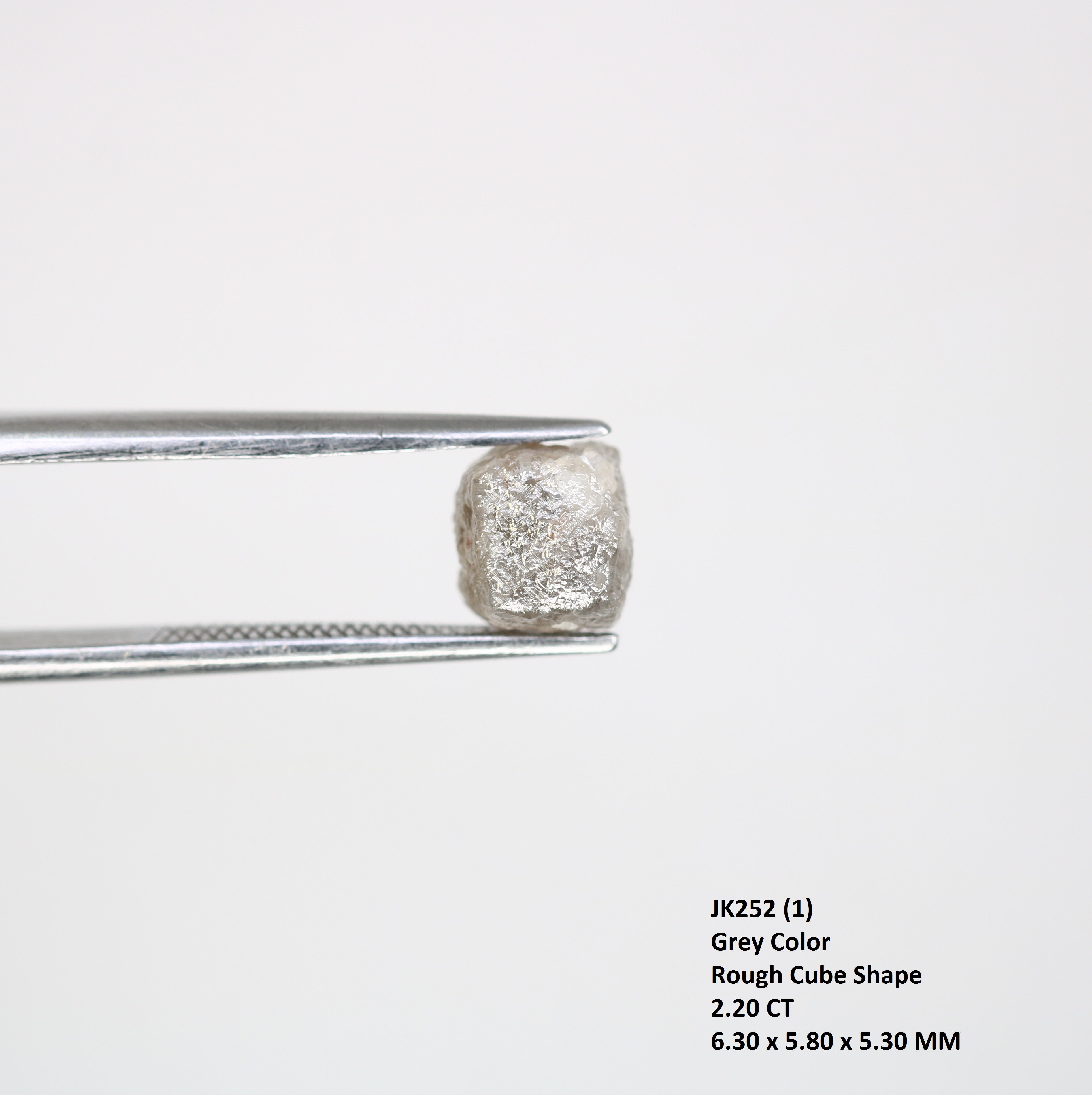 2.20 Carat Grey Color Natural Loose Congo Cube Rough Diamond For Wedding Ring