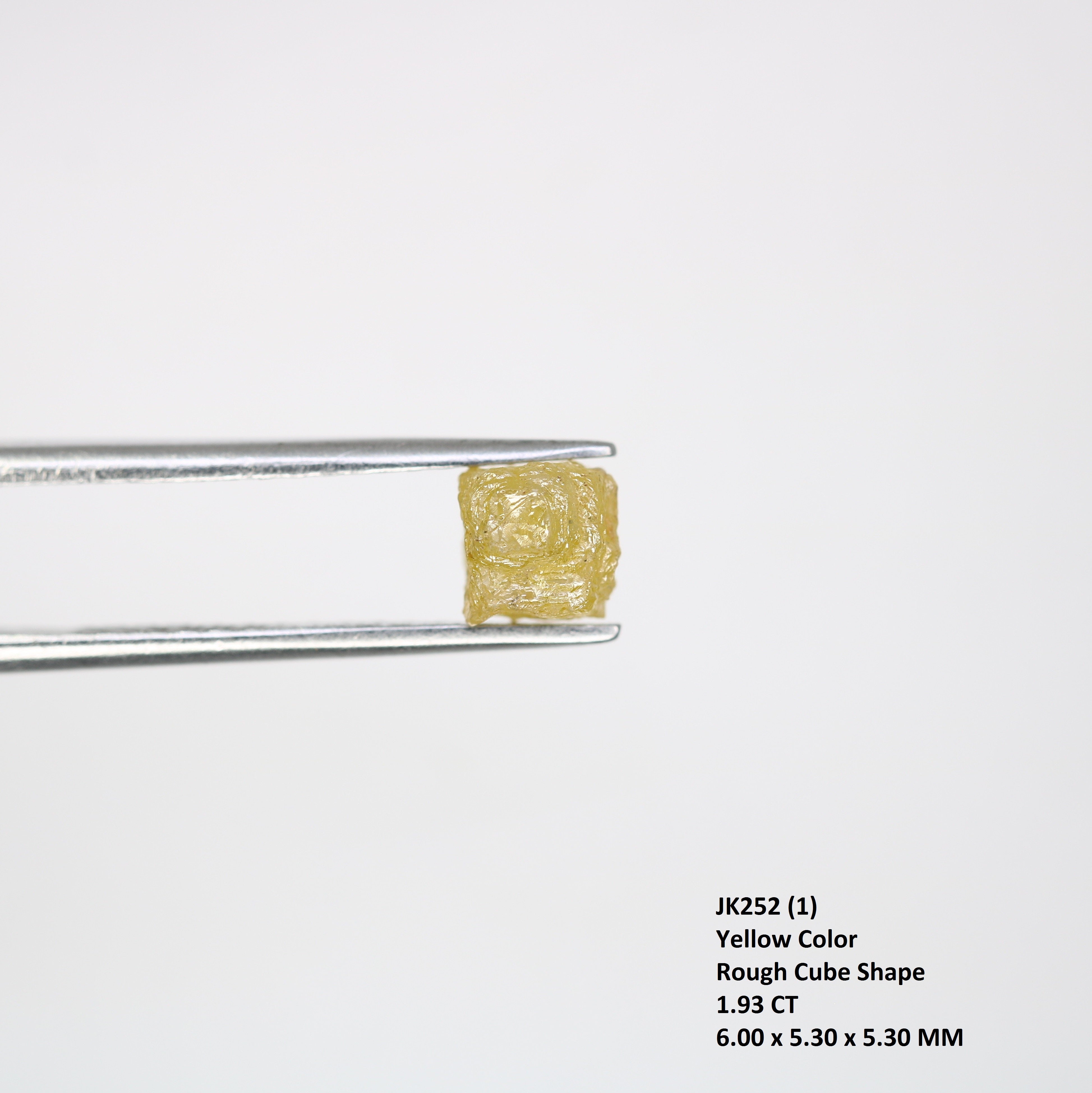1.93 Carat Yellow Congo Cube Natural Loose Raw Rough Diamond For Wedding Ring