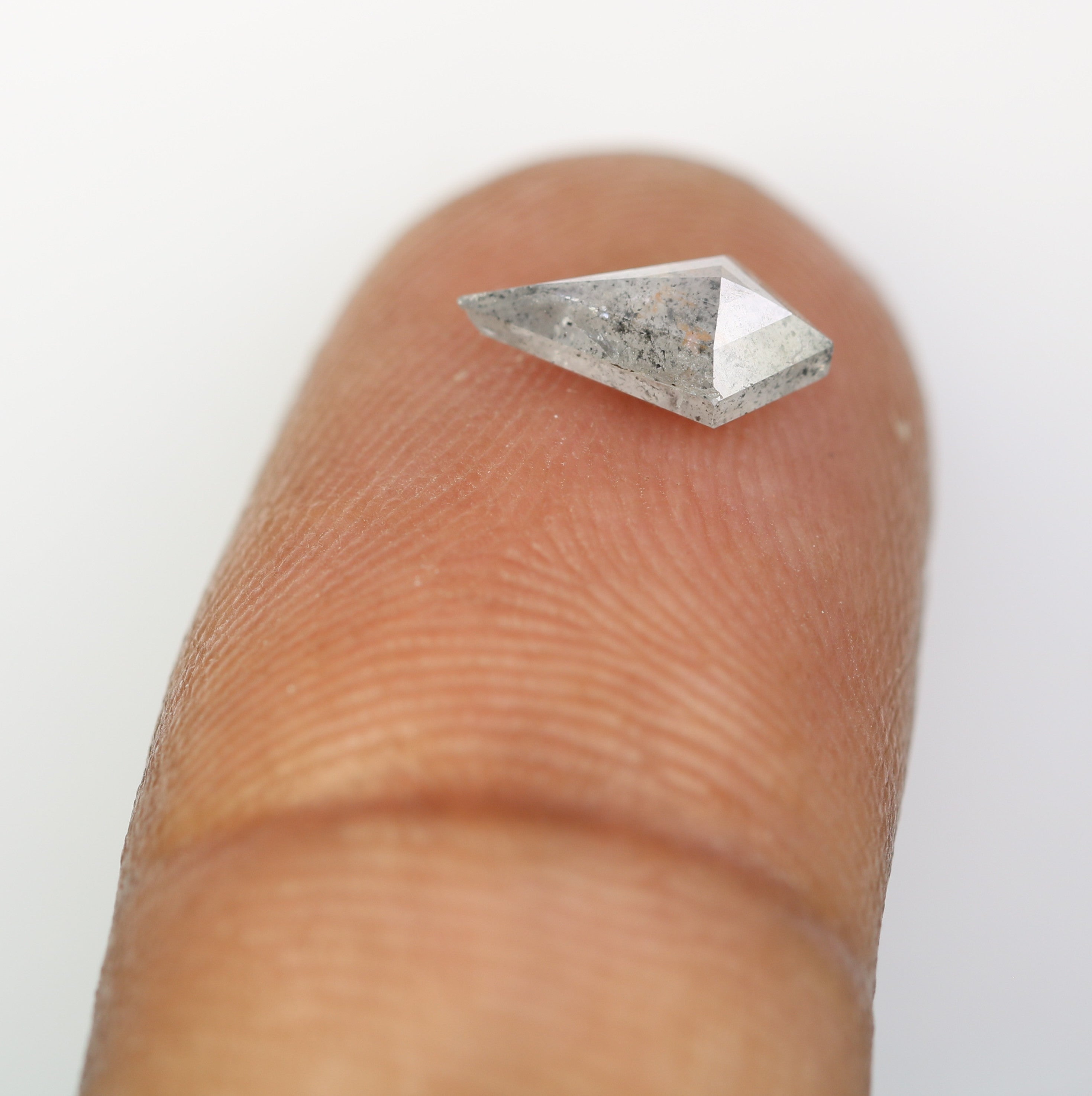 Kite Shape Diamond 0.87 Carat Loose Salt And Pepper Diamond Ring