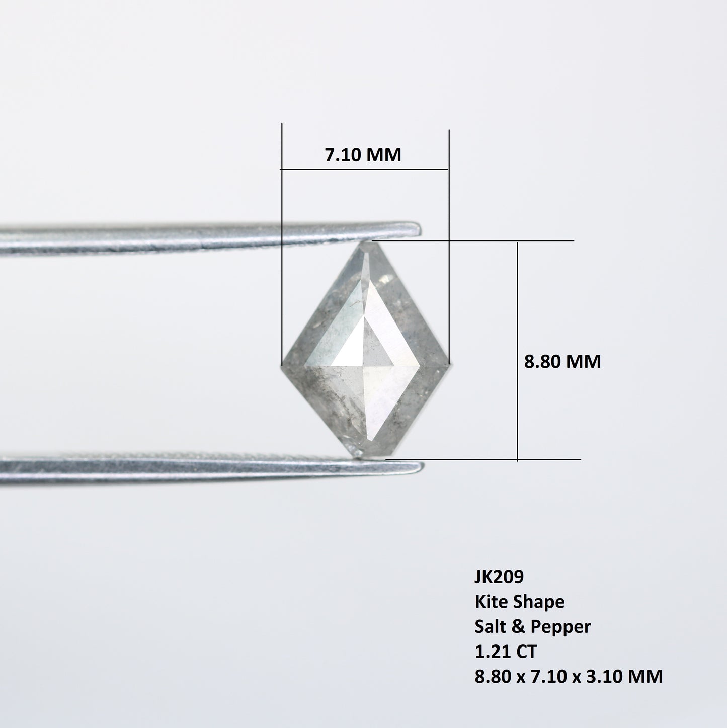 Kite Shaped Diamond 1.21 Carat Salt And Pepper Diamond For Engagement Ring