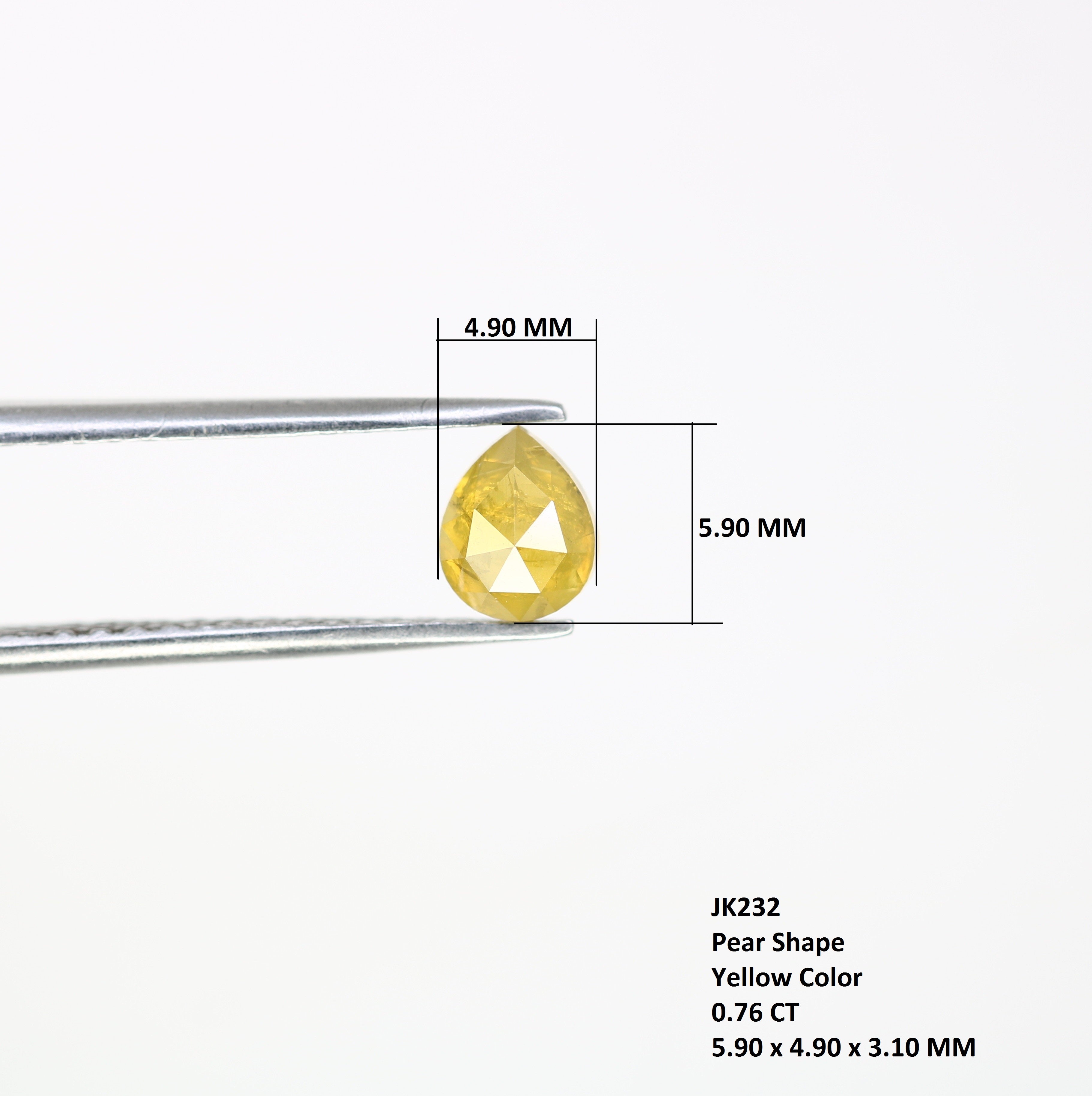 0.76 CT 5.90 MM Pear Shape Yellow Diamond For Engagement Ring