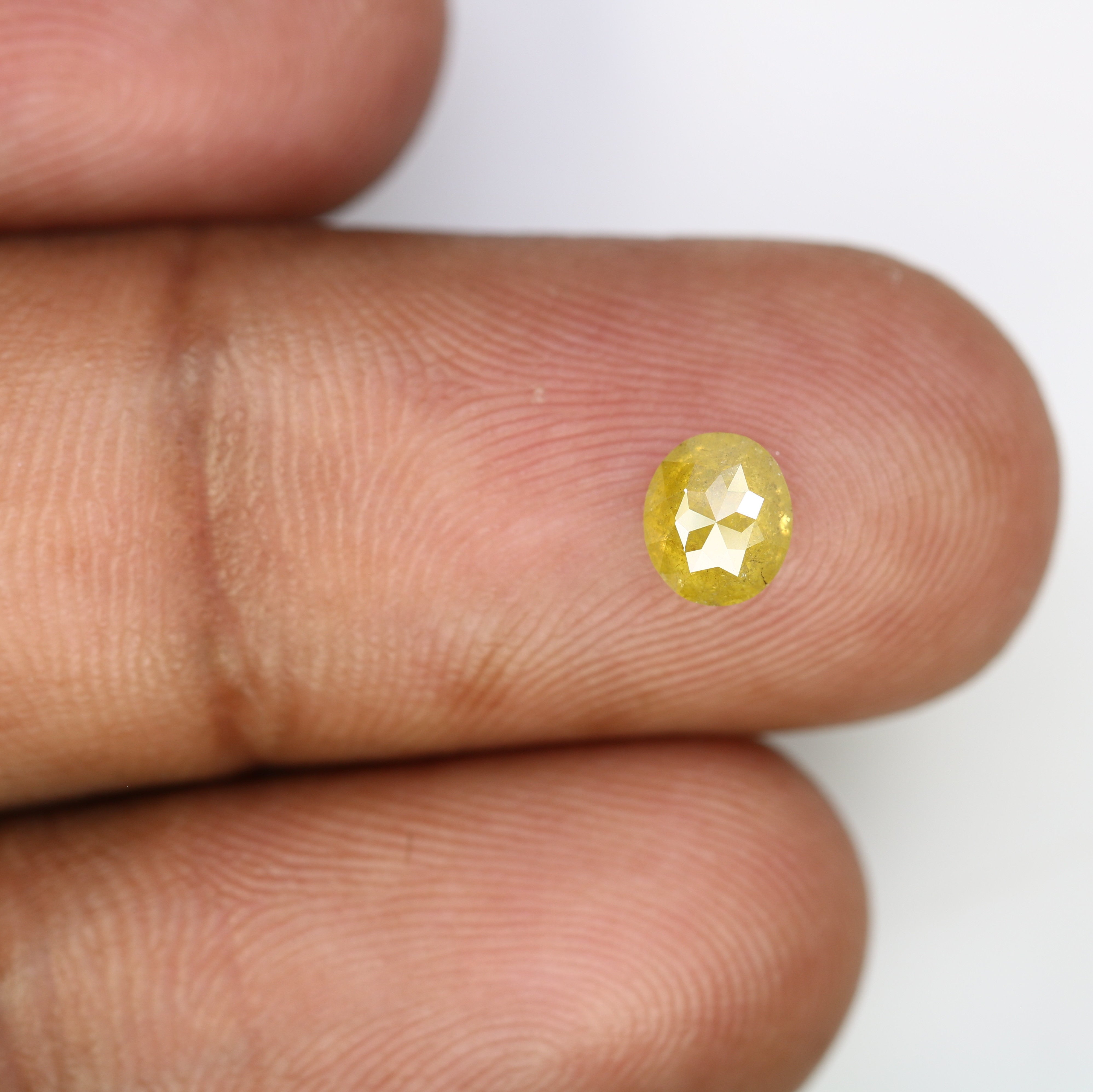 0.74 CT 5.8 x 5.0 MM Natural Yellow Rustic Ova Cut Diamond For Engagement Ring