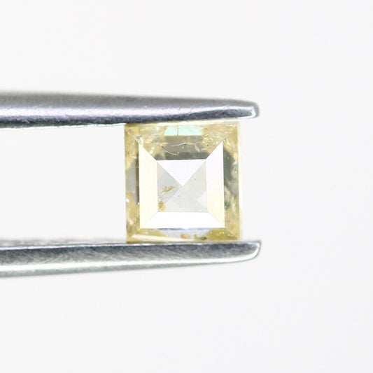 0.35 CT 3.6 x 3.6 MM Light Fancy Yellow Loose Square Shaped Rustic Diamond For Wedding Ring