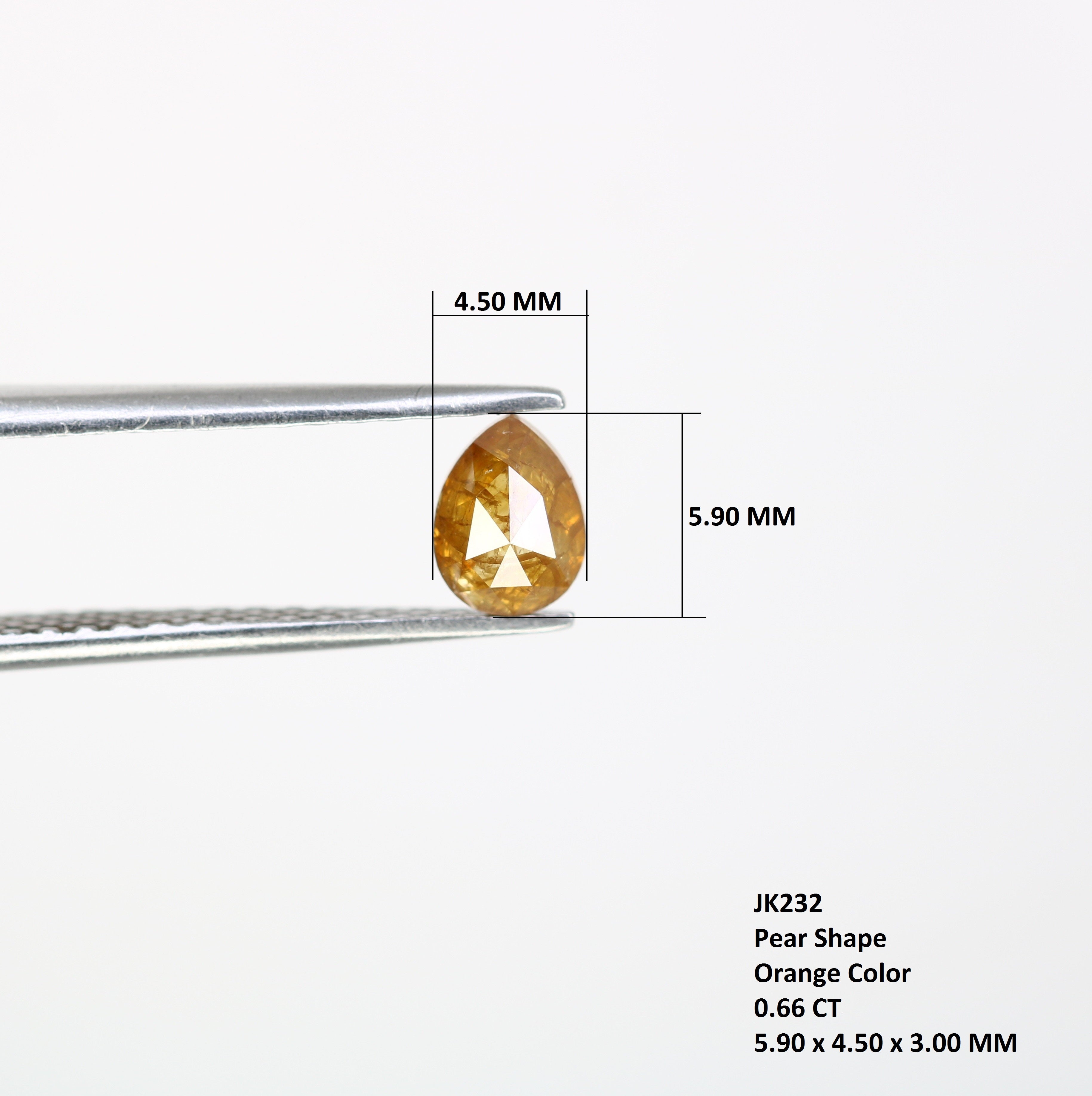 0.66 Carat Natural Orange Loose Pear Shaped Diamond For Wedding Ring