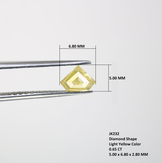 0.65 Carat 5 MM Diamond Shaped Loose Rustic Yellow Diamond For Diamond Earring