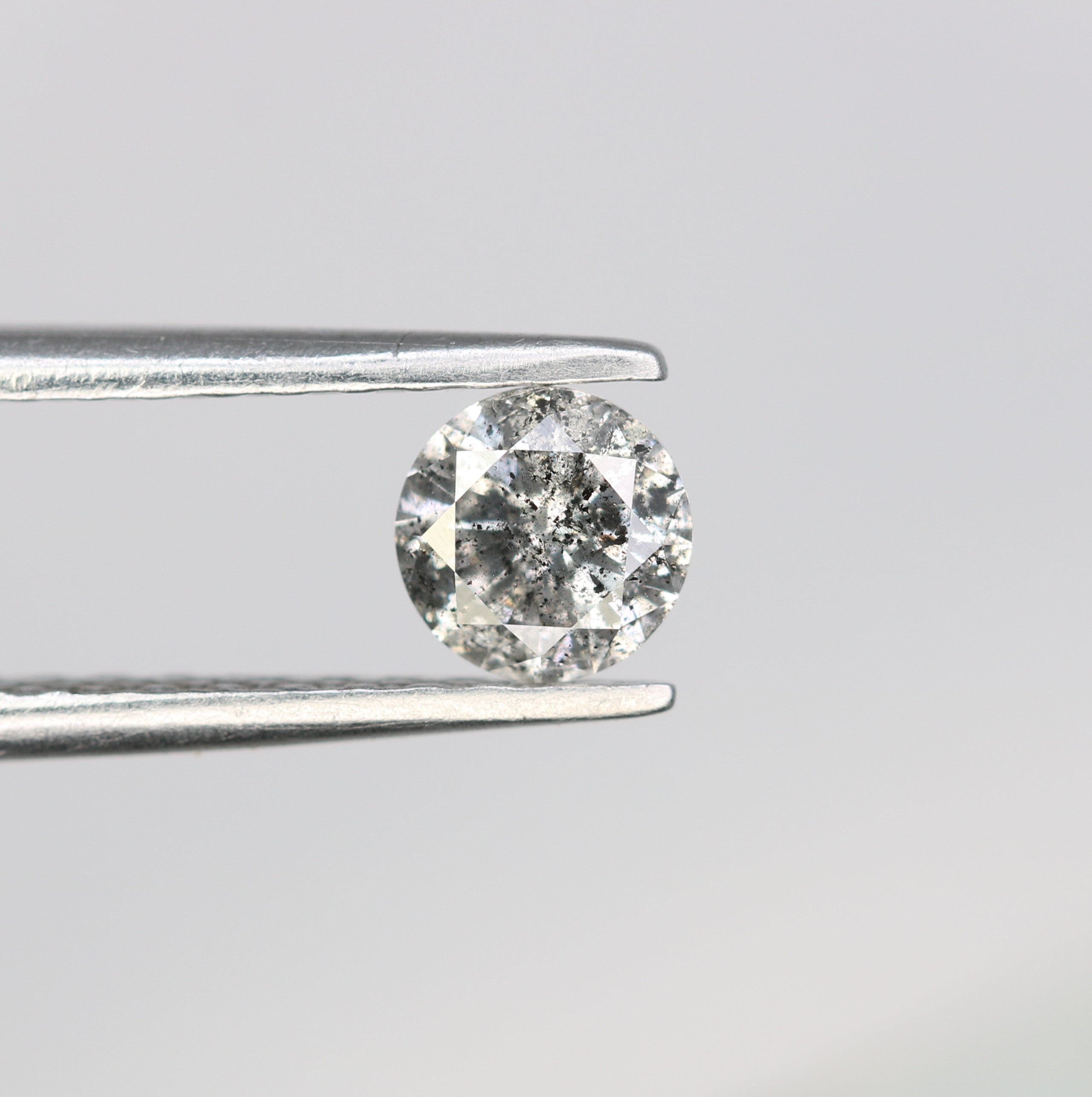 0.42 CT Round Brilliant Cut Salt And Pepper Loose Diamond For Engagement Ring