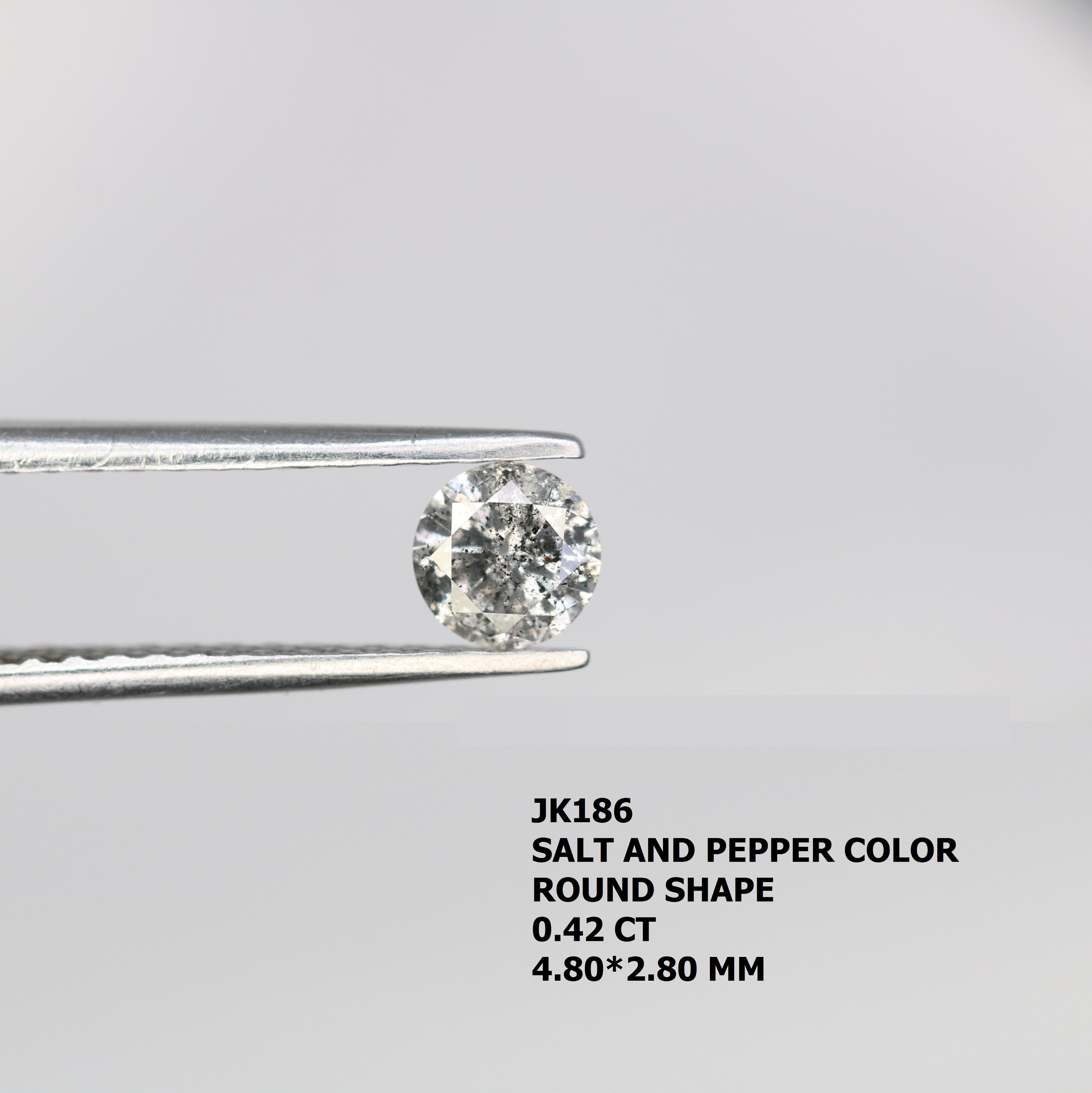 0.42 CT Round Brilliant Cut Salt And Pepper Loose Diamond For Engagement Ring
