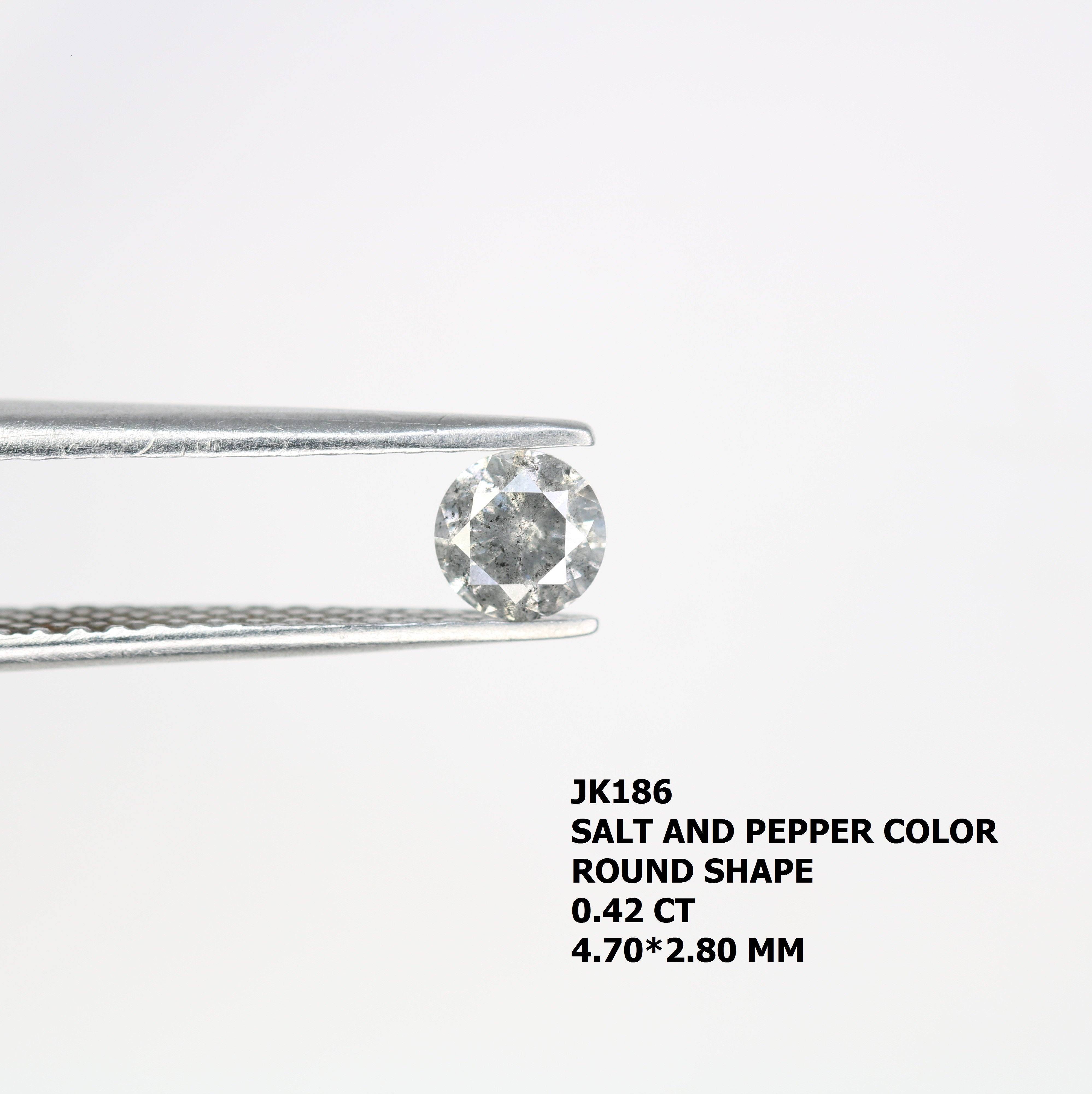 0.42 CT Round Brilliant Cut Salt And Pepper Natural Diamond For Engagement Ring