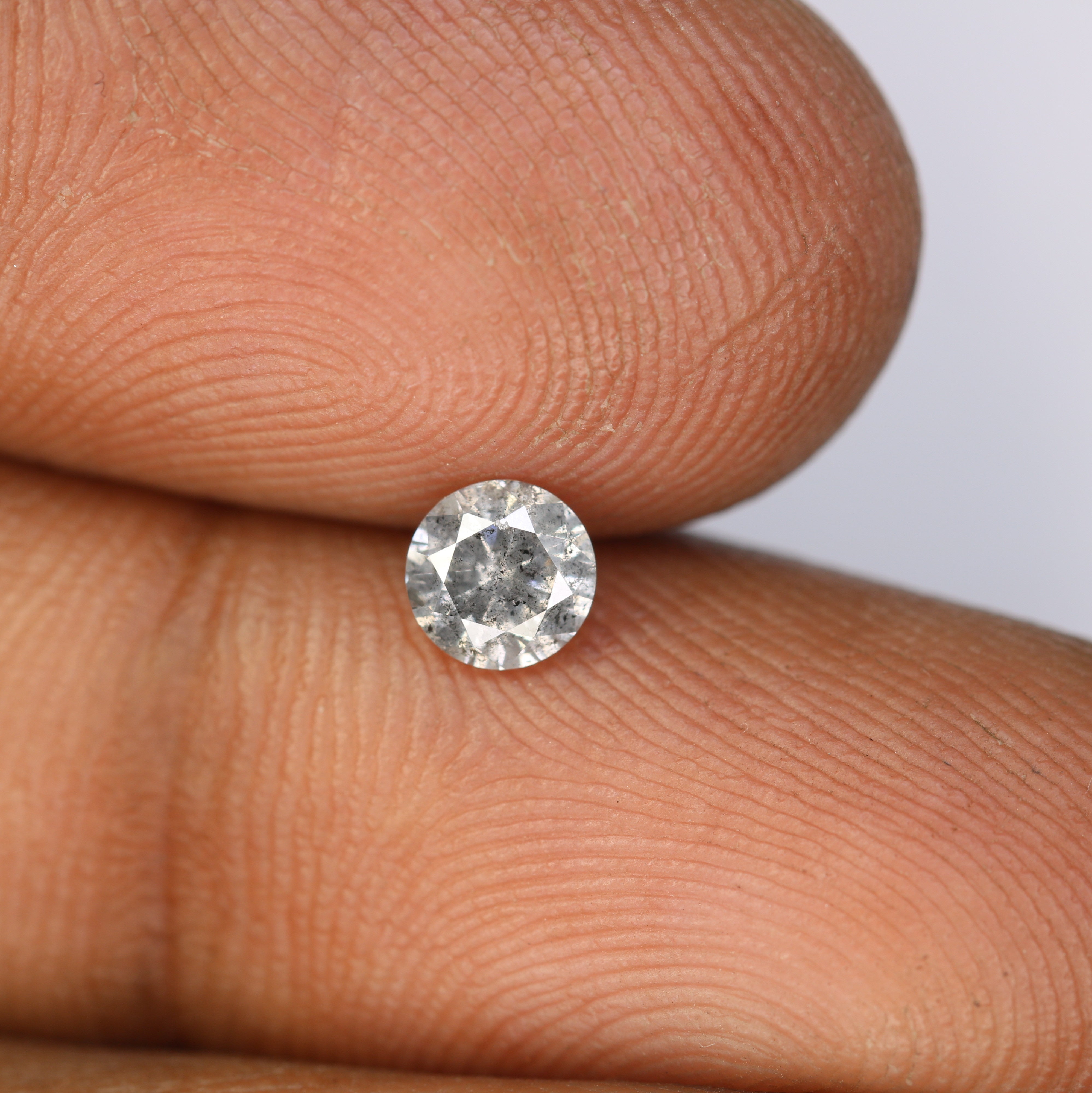 0.42 CT Round Brilliant Cut Salt And Pepper Natural Diamond For Engagement Ring
