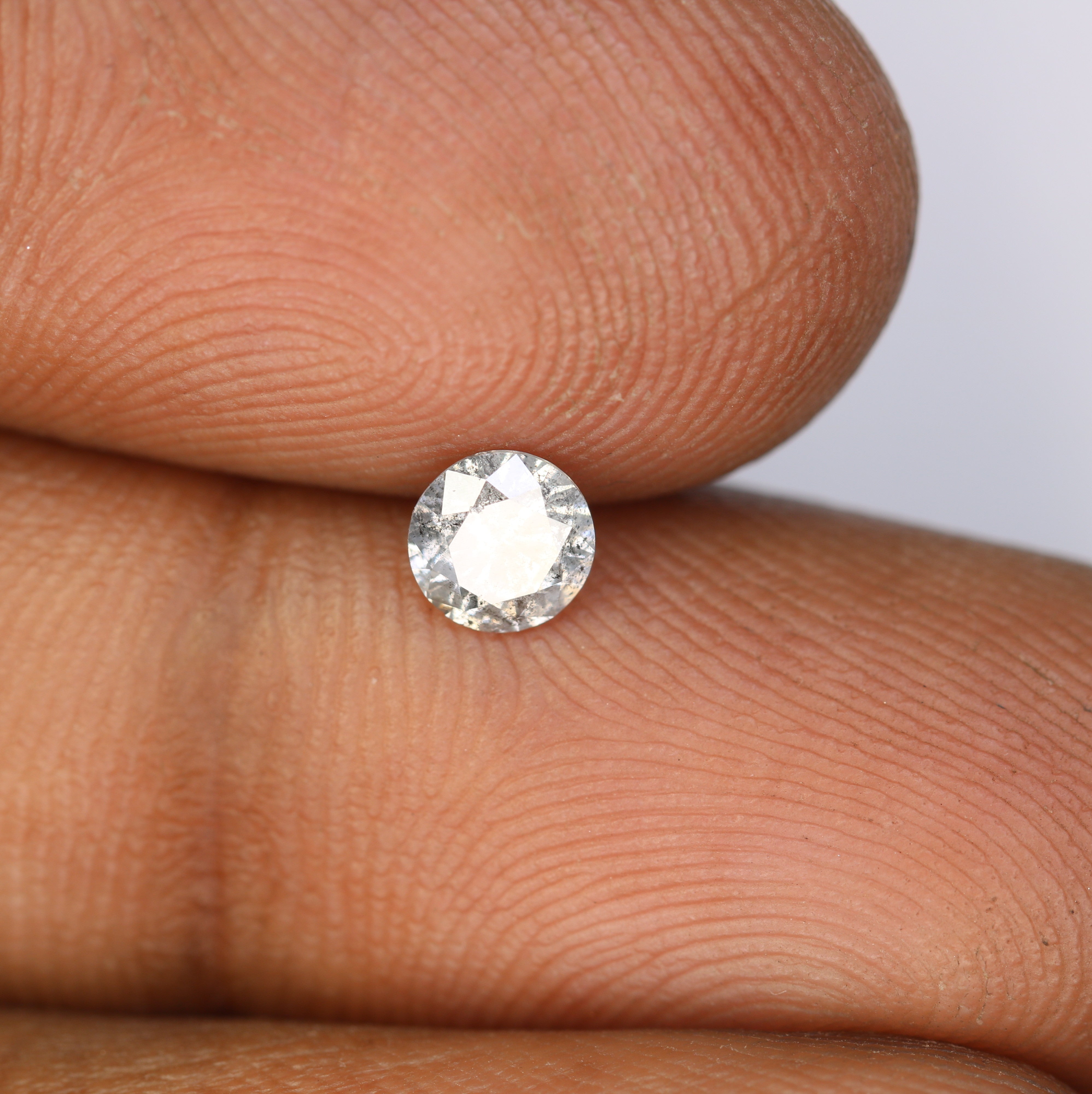 0.42 CT Round Brilliant Cut Salt And Pepper Natural Diamond For Engagement Ring