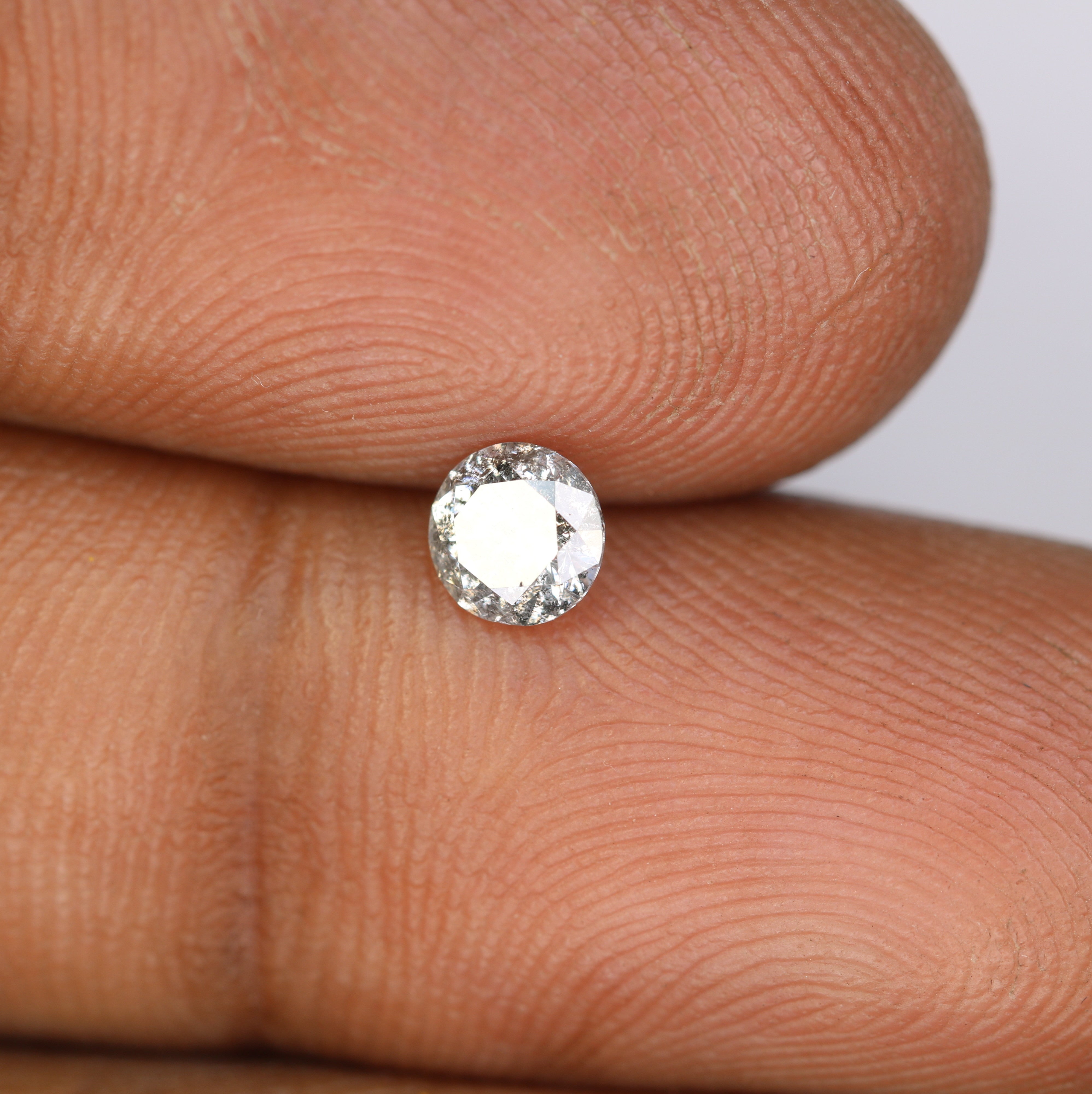 0.44 CT Salt And Pepper Natural Round Brilliant Cut Diamond For Engagement Ring