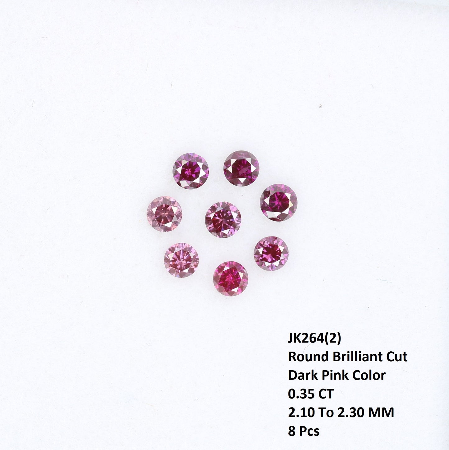 0.35 CT 2.10 to 2.30 MM Dark Pink Round Brilliant Cut Diamond For Engagement Ring