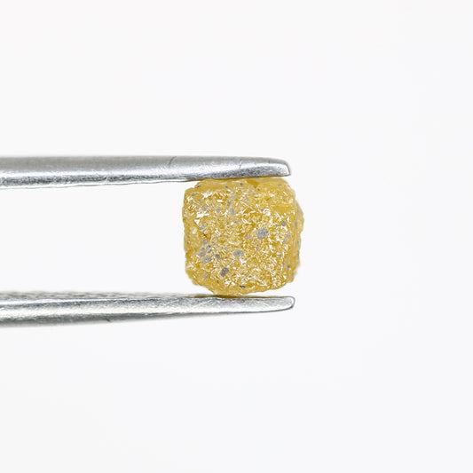 0.95 CT Fancy Yellow Natural Loose Unique Congo Cube Shape Rough Diamond