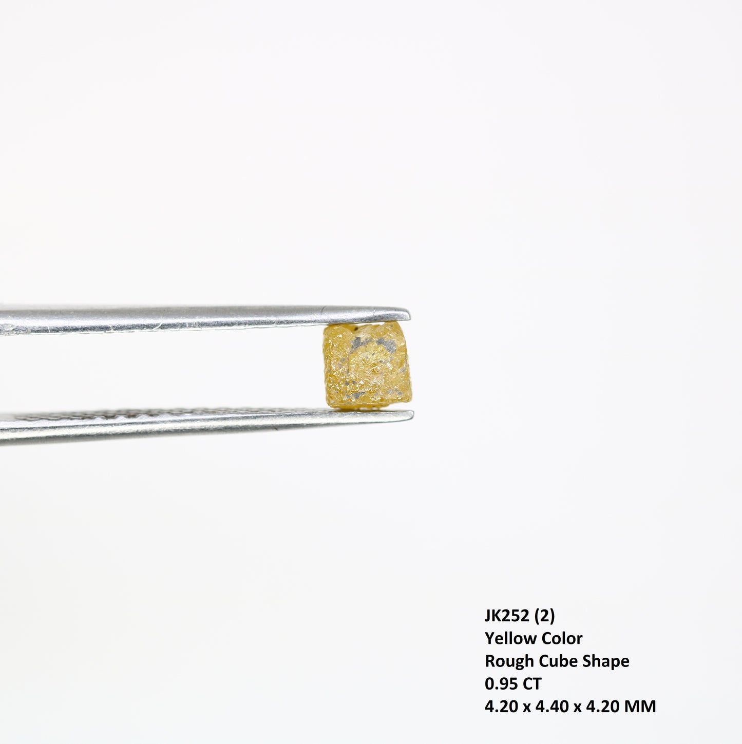 0.95 CT Fancy Yellow Natural Loose Unique Congo Cube Shape Rough Diamond