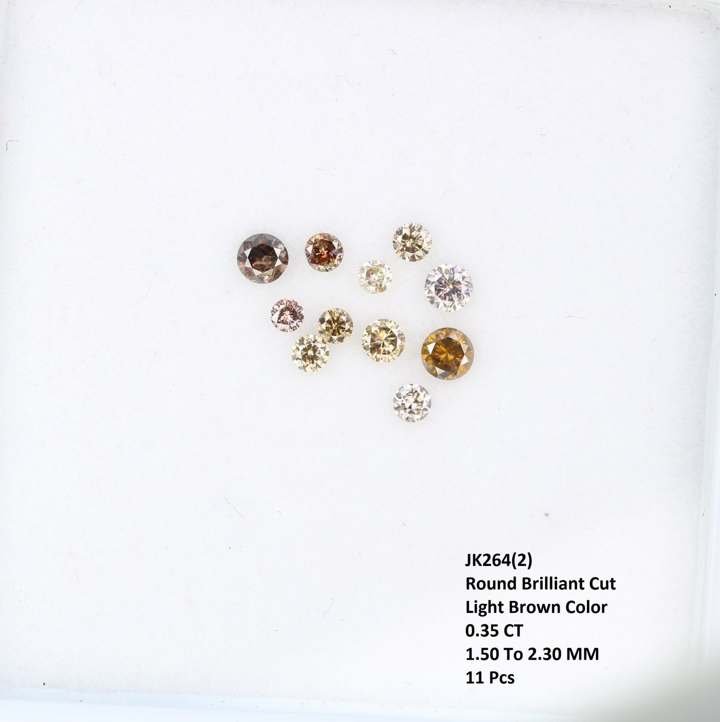 0.35 CT 1.50 to 2.30 MM Round Brilliant Cut Light Brown Diamond For Engagement Ring