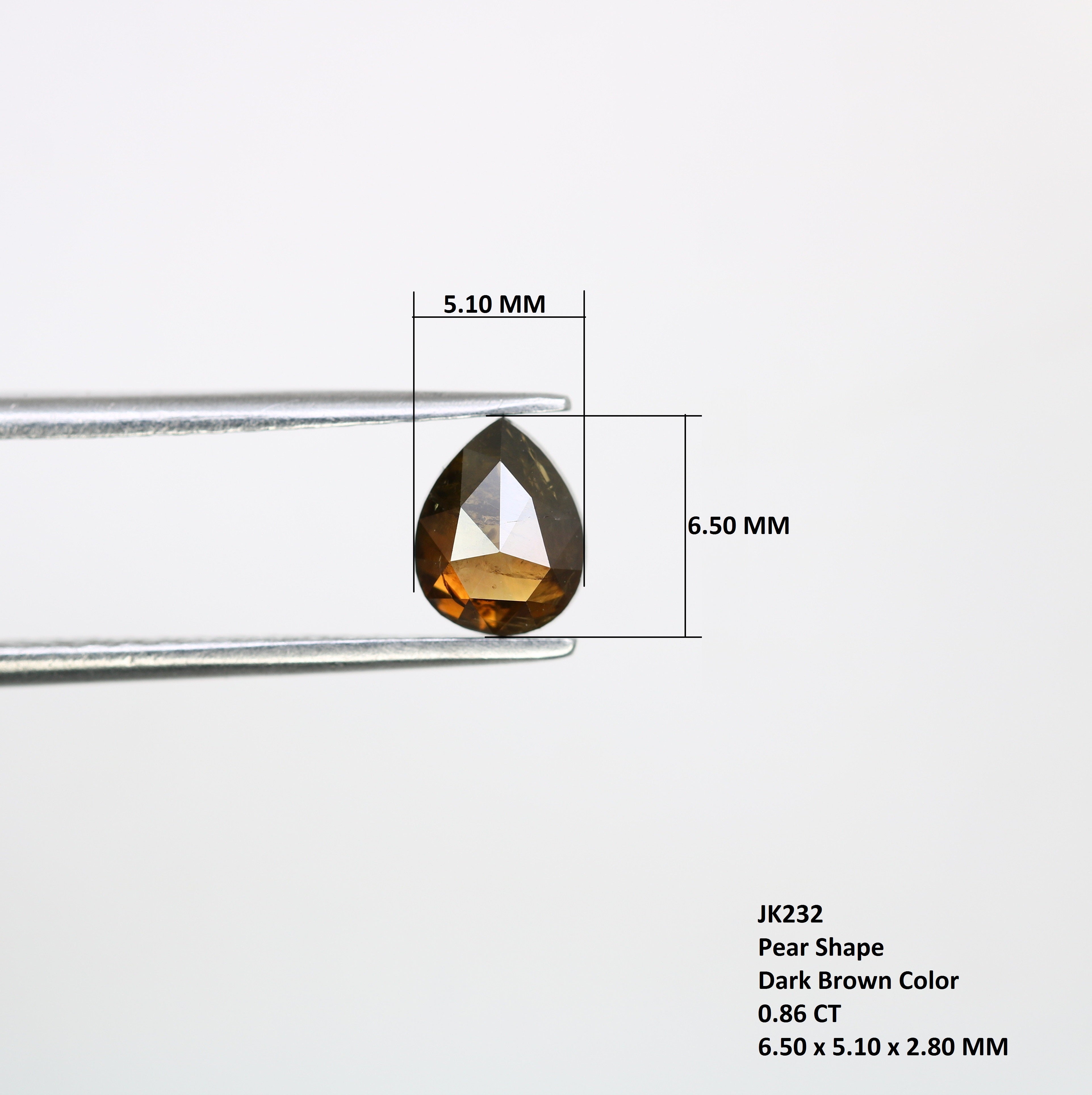 0.86 Carat 6.5MM Pear Shaped Loose Fancy Brown Diamond For Galaxy Ring