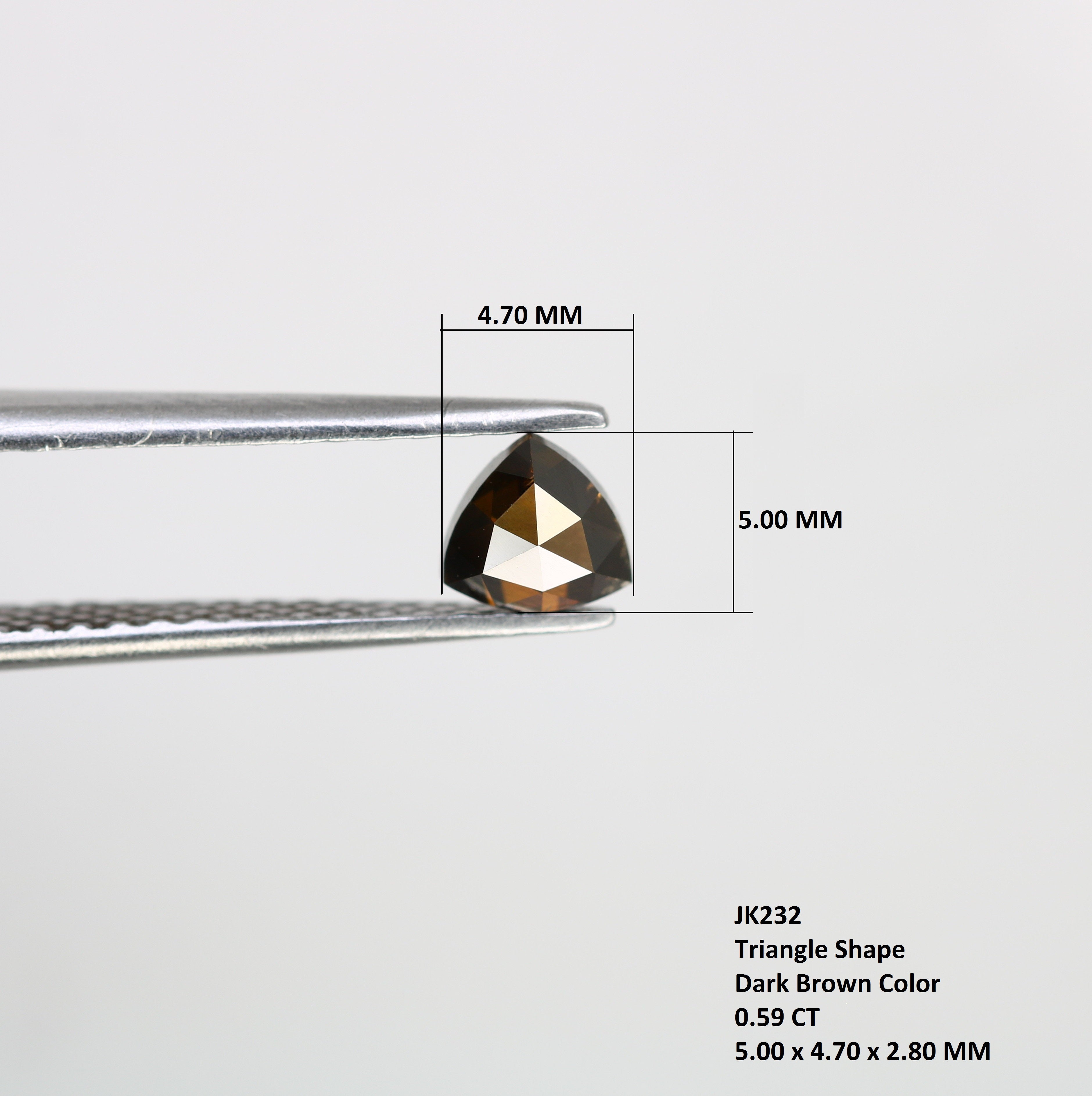 0.59 Carat 5 MM Dark Brown Color Triangle Shaped Loose Natural Diamond For Wedding Ring