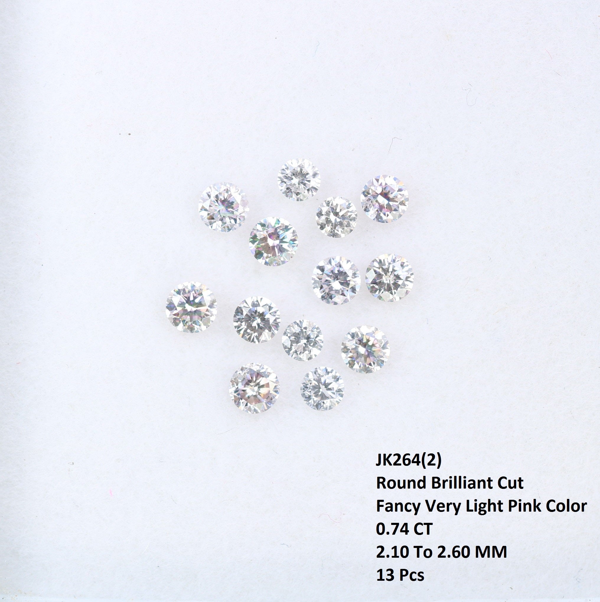 0.74 CT 2.10 To 2.60 MM Round Brilliant Cut Fancy Very Light Pink Diamond For Engagement Ring