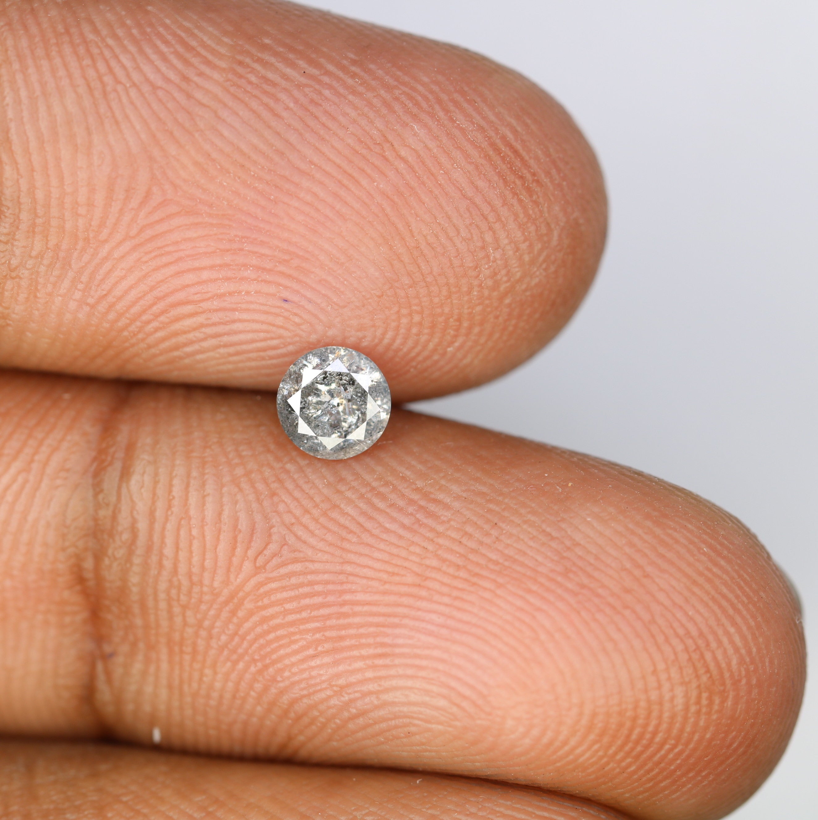 0.40 CT 4.70 x 2.70 MM Salt And Pepper Natural Round Brilliant Cut Diamond For Engagement Ring