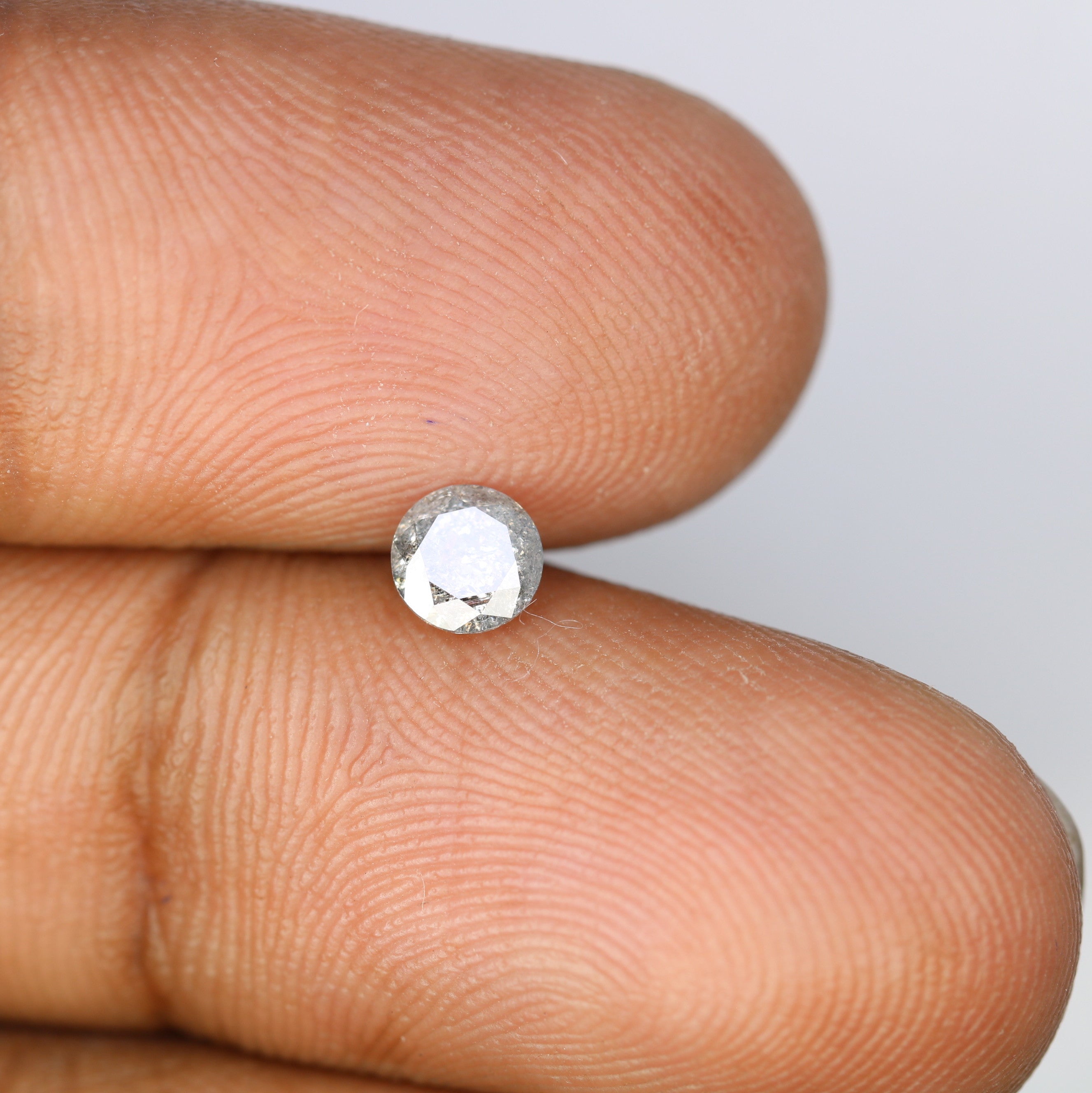 0.40 CT 4.70 x 2.70 MM Salt And Pepper Natural Round Brilliant Cut Diamond For Engagement Ring