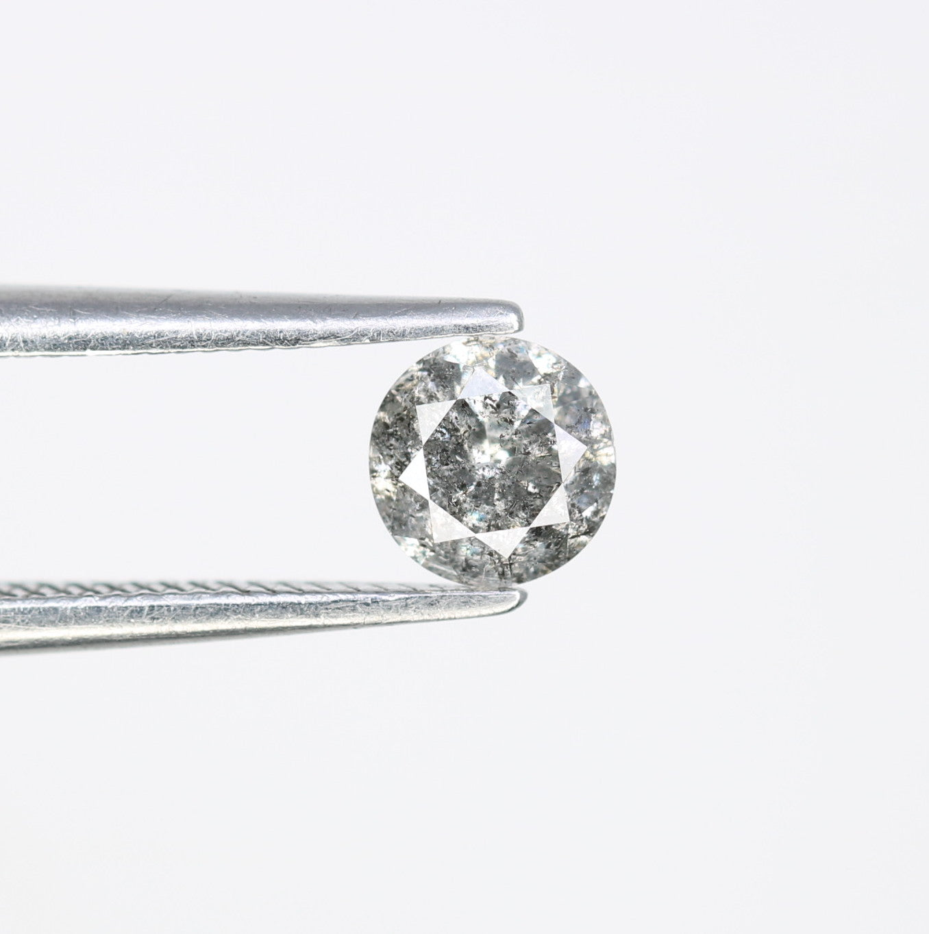 0.42 CT Natural Round Brilliant Cut 4.70 x 2.90 MM Salt And Pepper Diamond For Engagement Ring