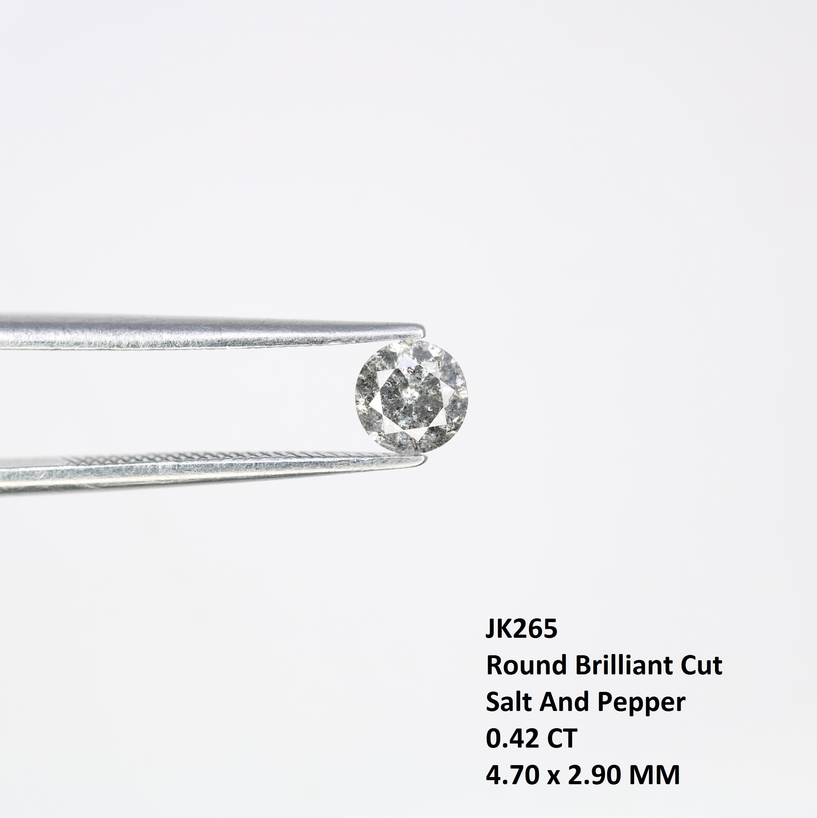 0.42 CT Natural Round Brilliant Cut 4.70 x 2.90 MM Salt And Pepper Diamond For Engagement Ring