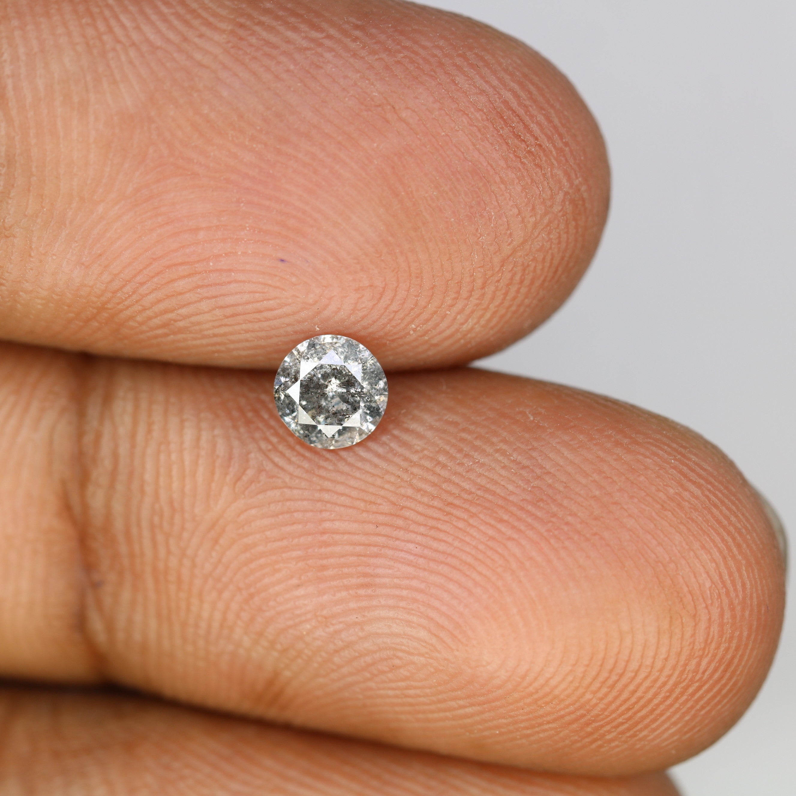 0.42 CT Natural Round Brilliant Cut 4.70 x 2.90 MM Salt And Pepper Diamond For Engagement Ring