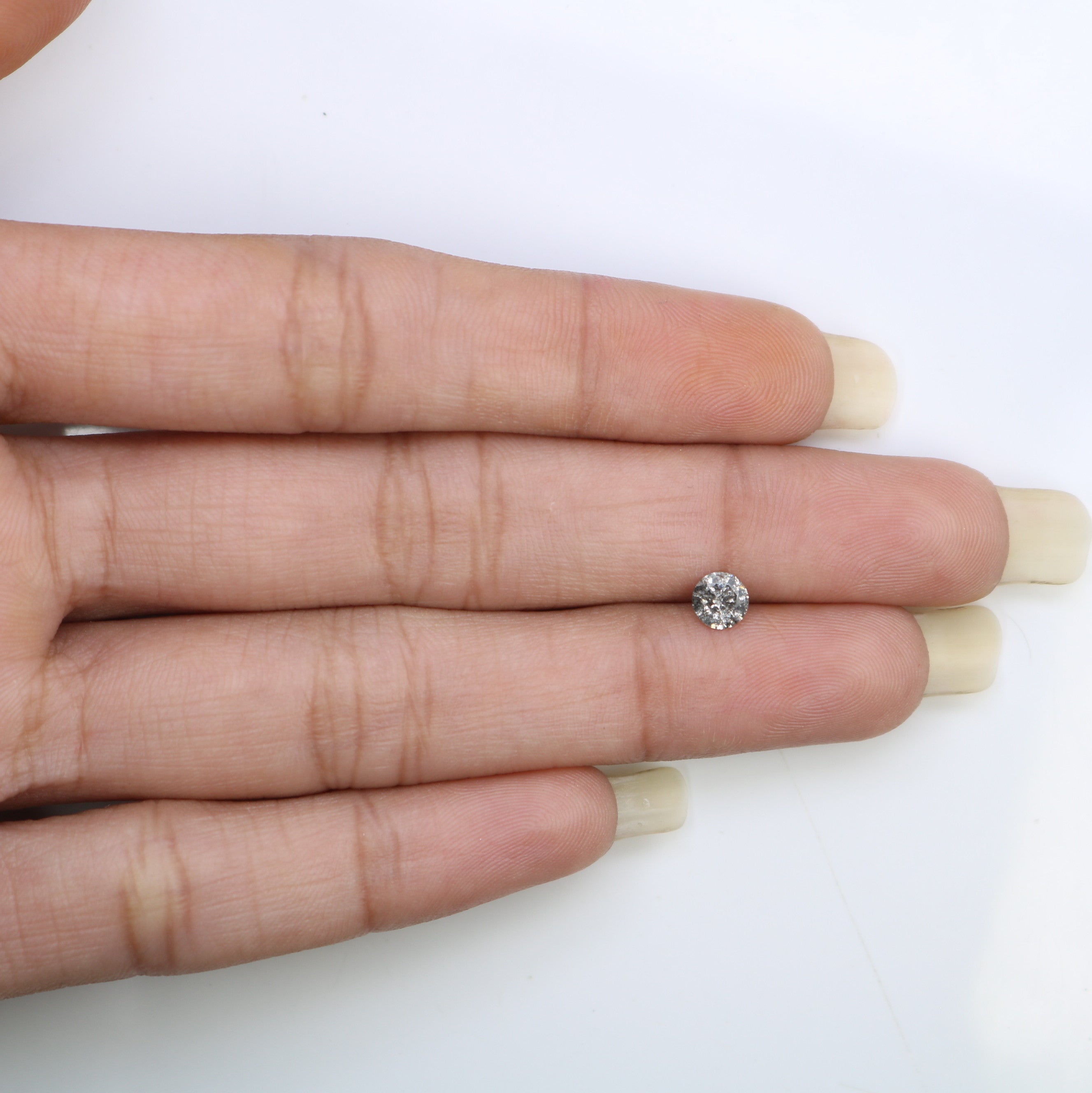 0.42 CT Natural Round Brilliant Cut 4.70 x 2.90 MM Salt And Pepper Diamond For Engagement Ring